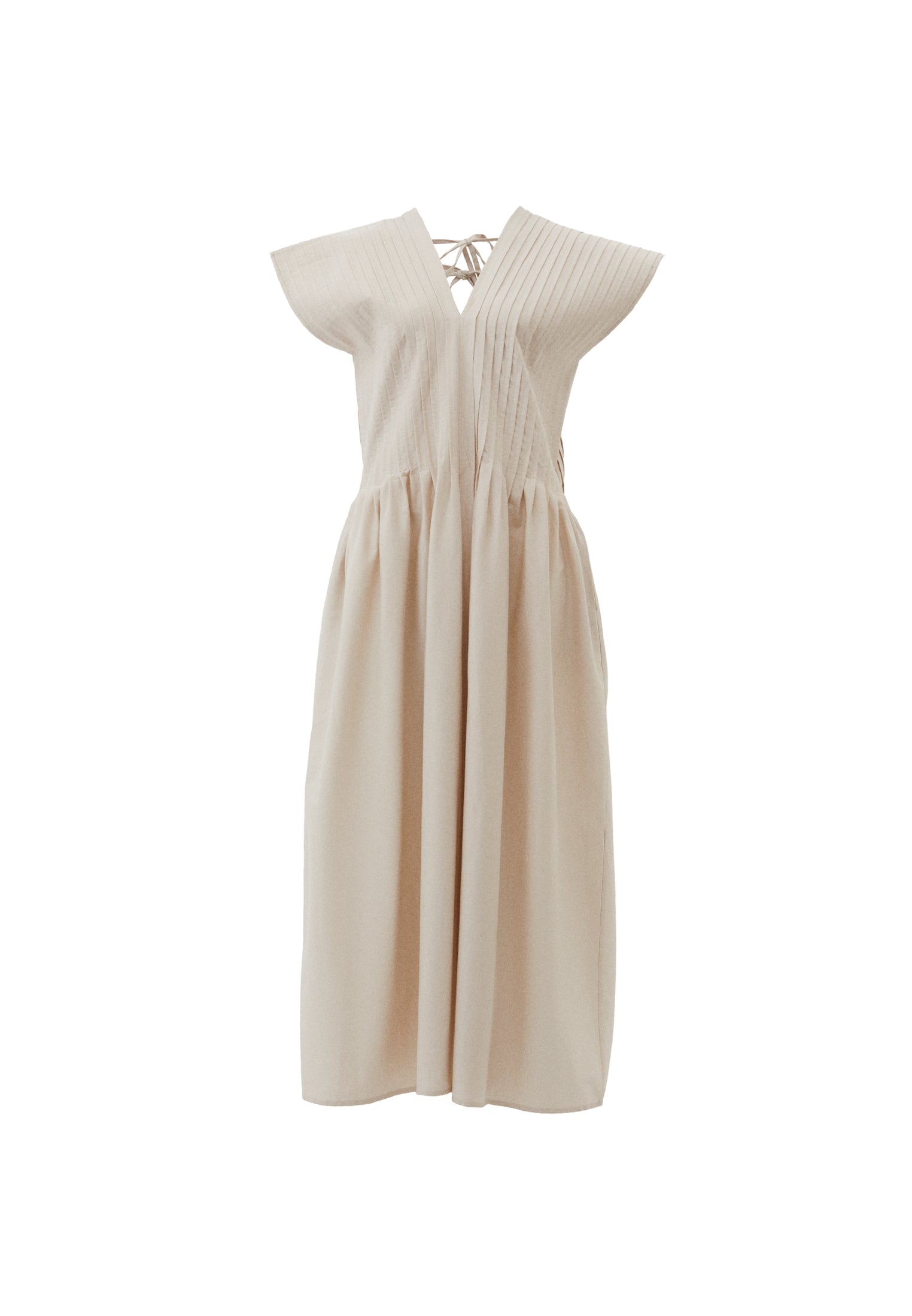Flared V-Neck Long Dress - SILVER BIRCH