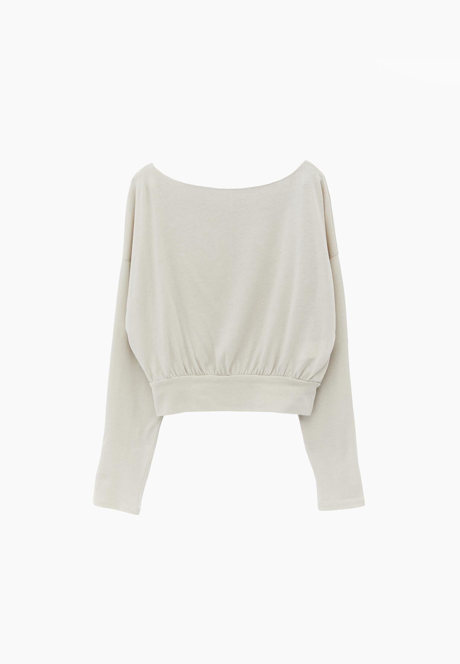 Boat Neck Long Sleeve Sweater - SILVER BIRCH
