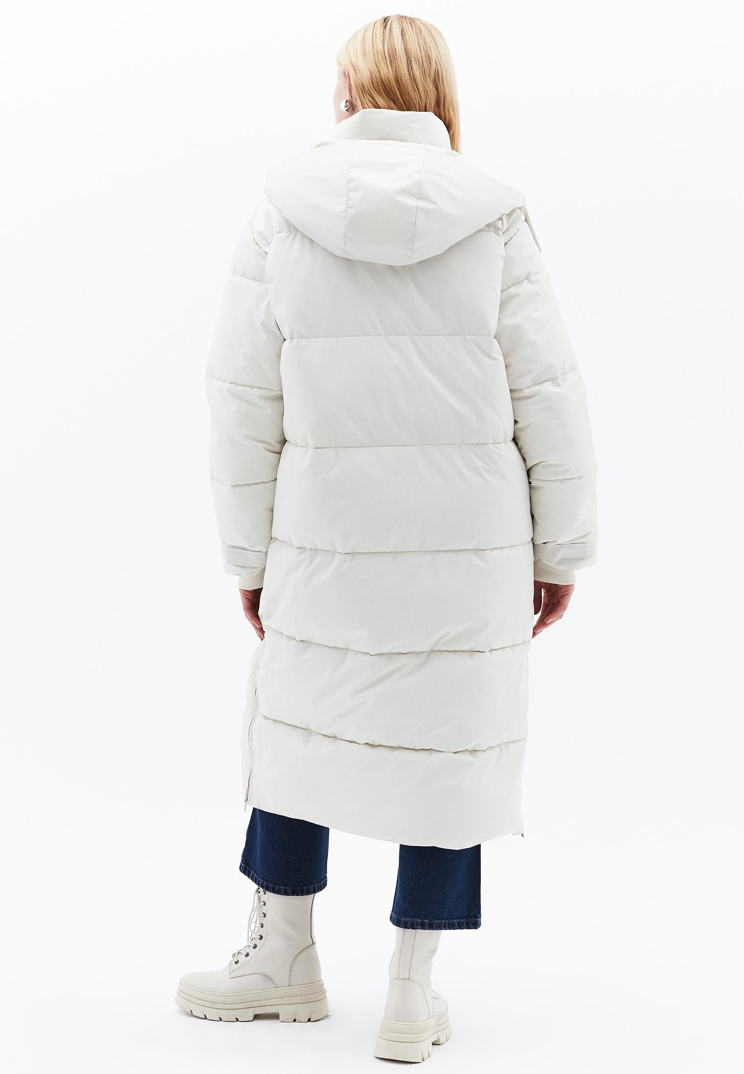 Long Coat With Zipper Detail - SILVER BIRCH