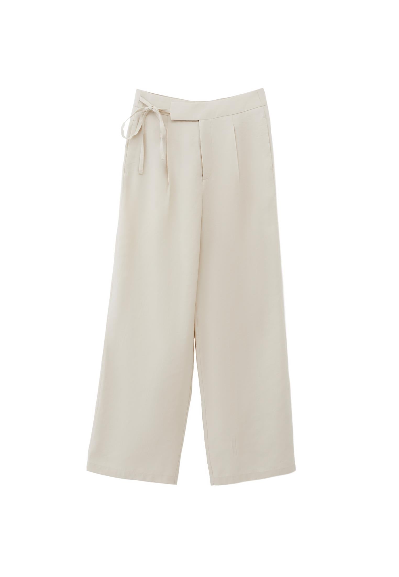 Ultra High Waist Belted Straight Leg Pants - SILVER BIRCH