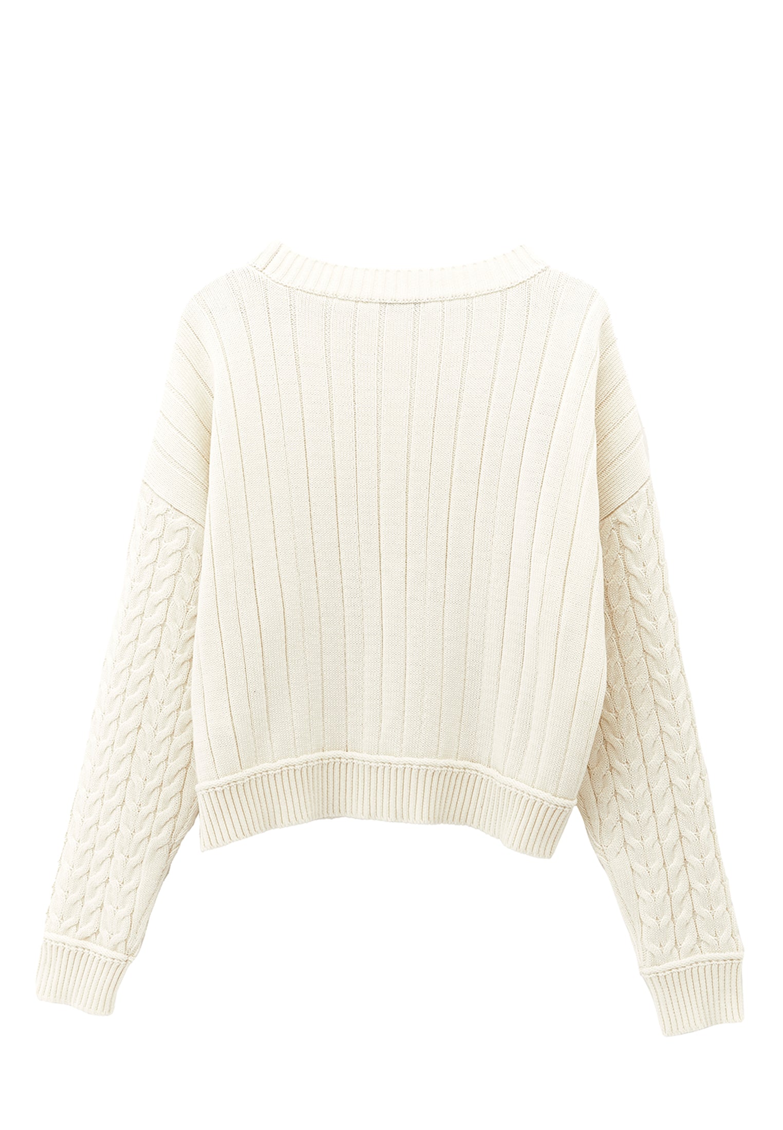 Sweater With Knitted Details - SILVER BIRCH