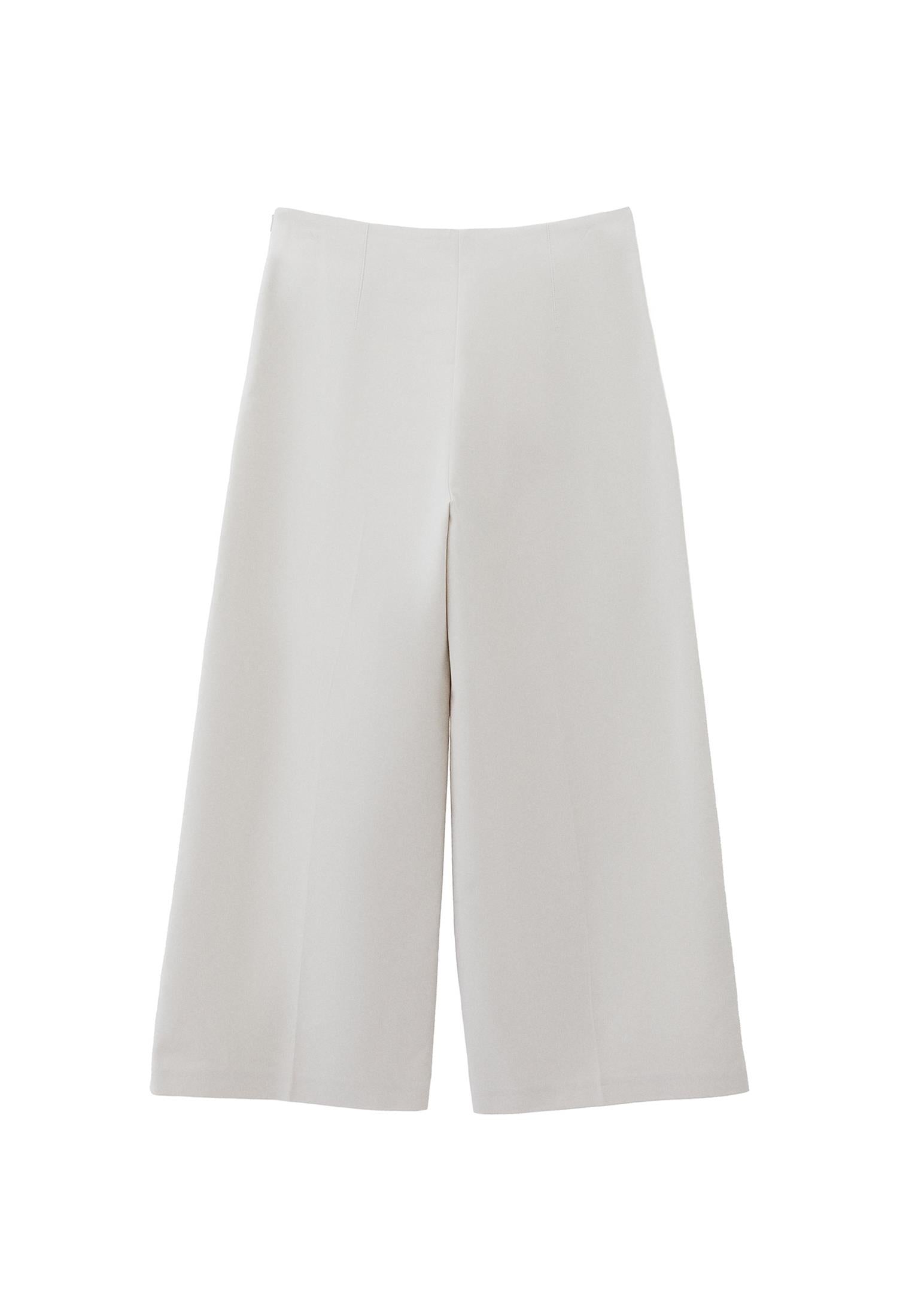 Ultra High Waist Culotte Pants - SILVER BIRCH