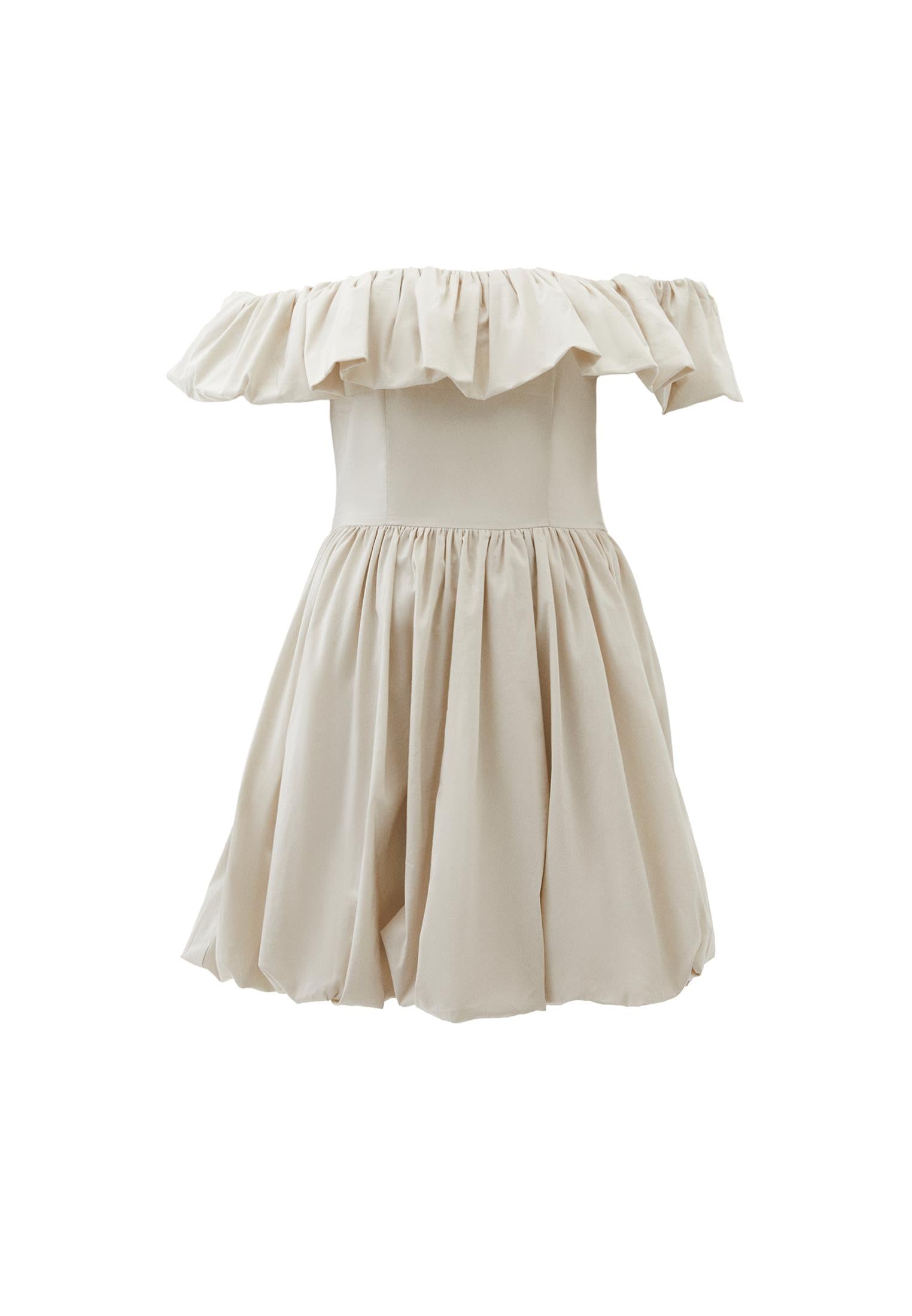 Balloon Shape Sleeveless Short Dress with Dropped Shoulder - SILVER BIRCH