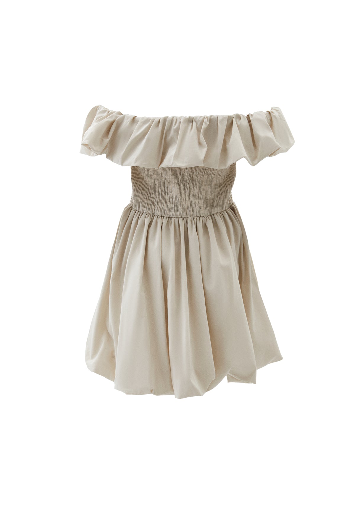 Balloon Mini Dress with Dropped Shoulders - SILVER BIRCH