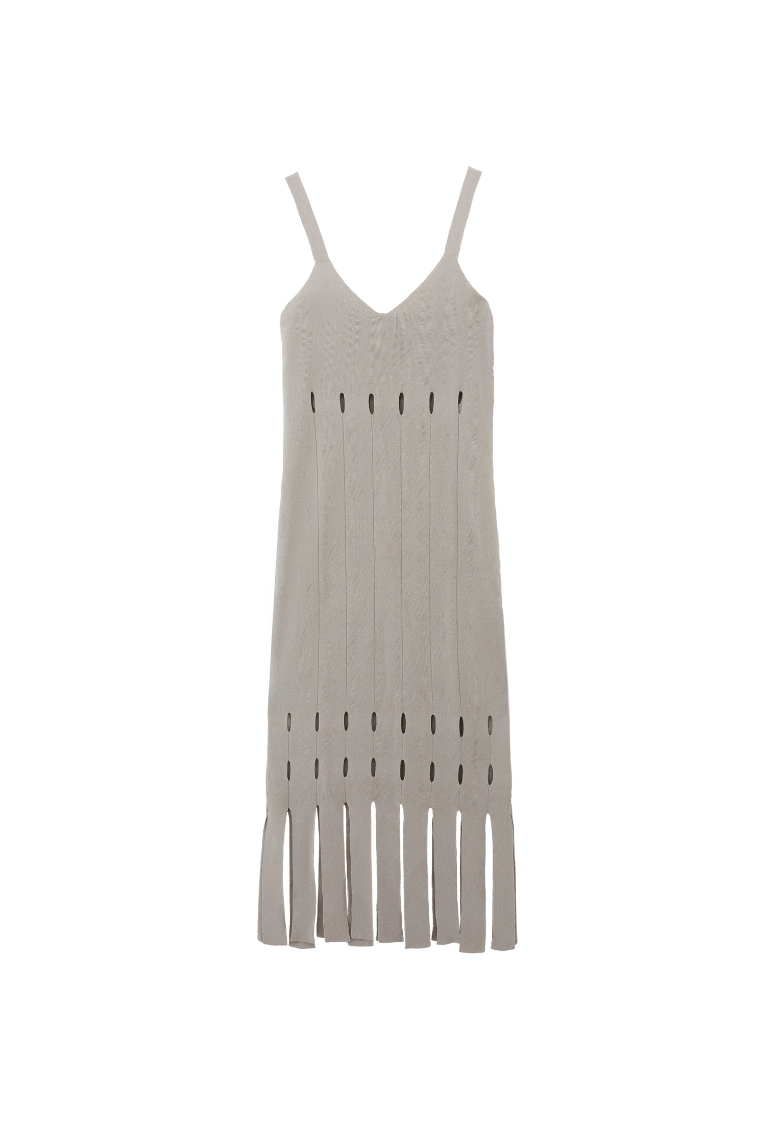 Long Dress With Ajour Straps - SILVER BIRCH