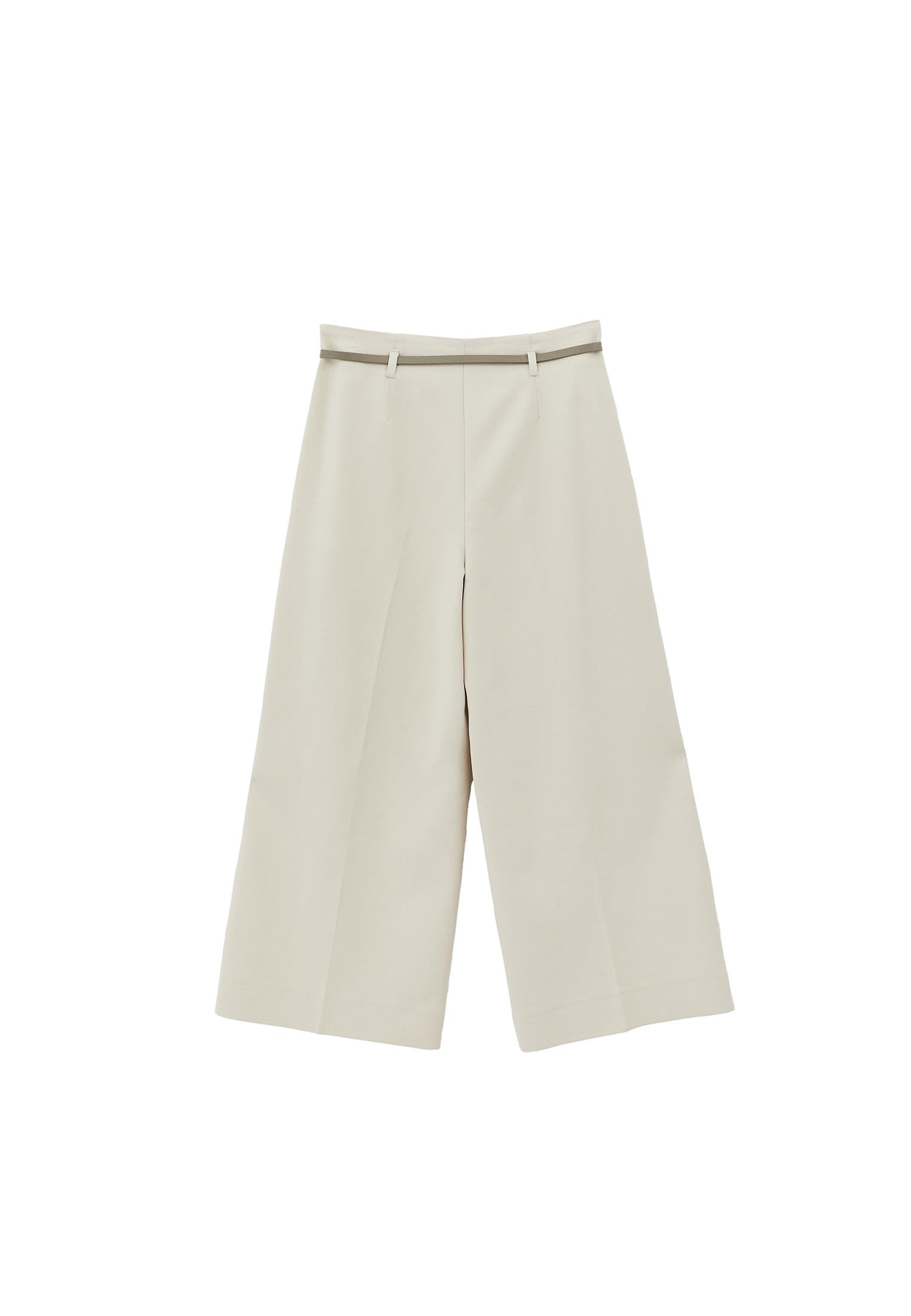 Ultra High Waist Belted Culotte Pants - SILVER BIRCH