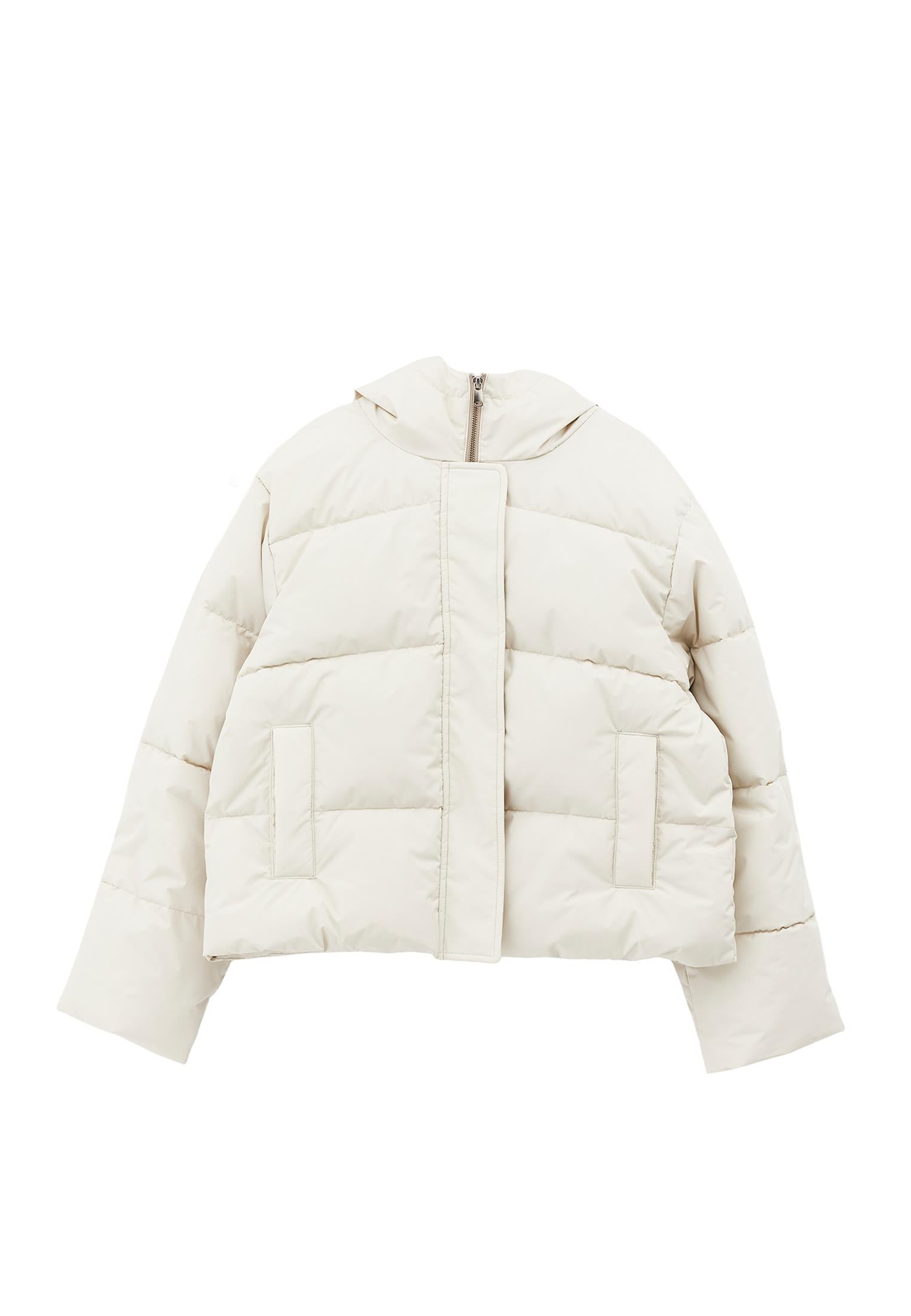 Hooded Loose Coat - SILVER BIRCH