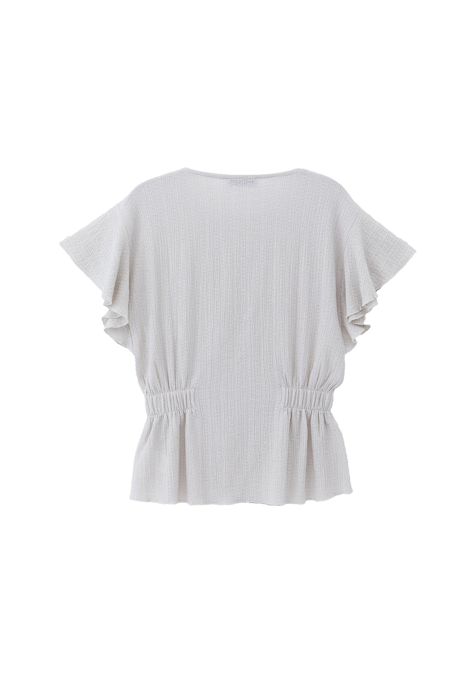 Butterfly Sleeve Standard Blouse - SILVER BIRCH