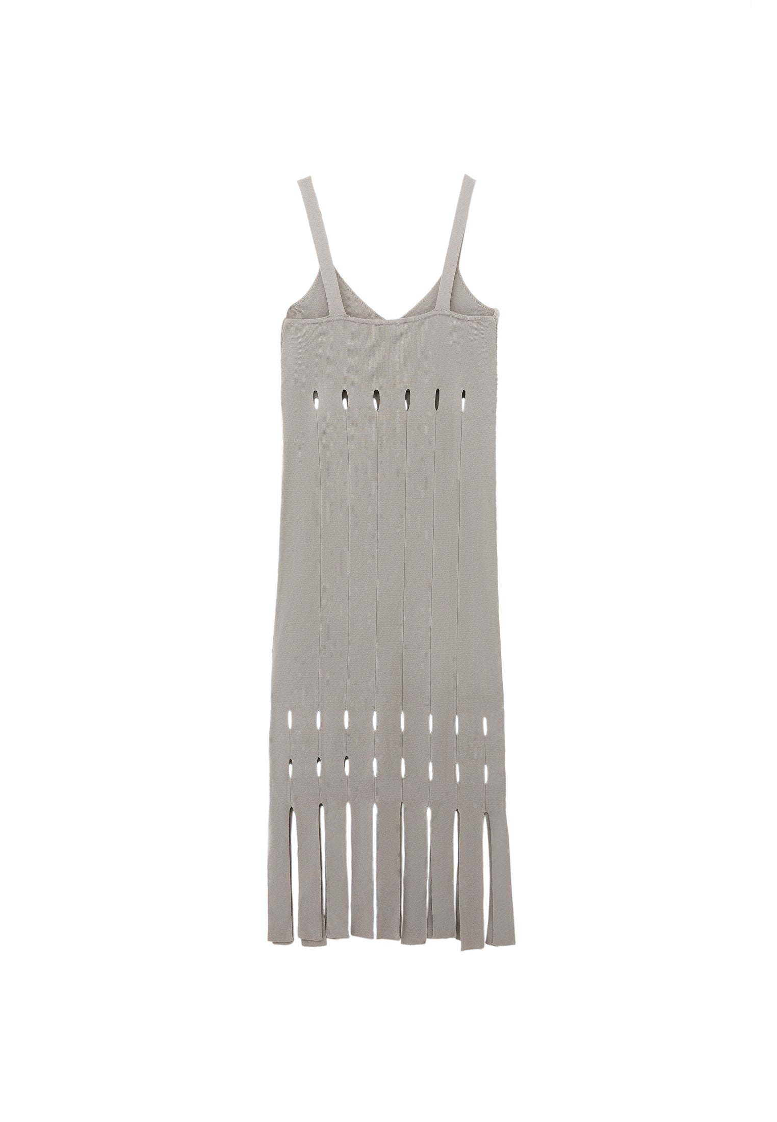 Long Dress With Ajour Straps - SILVER BIRCH