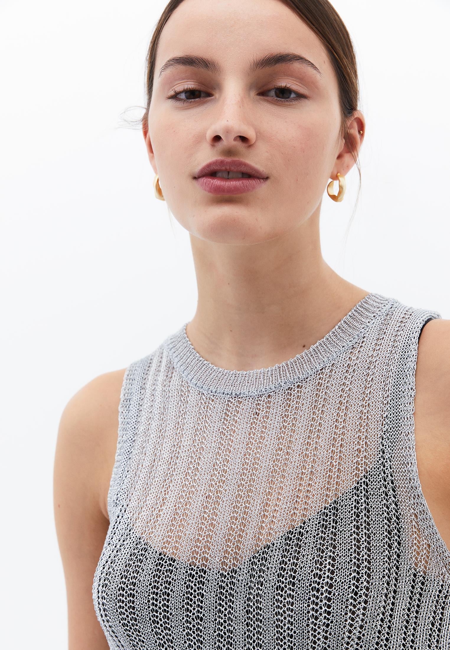 Shiny U Neck Tank Top - SILVER