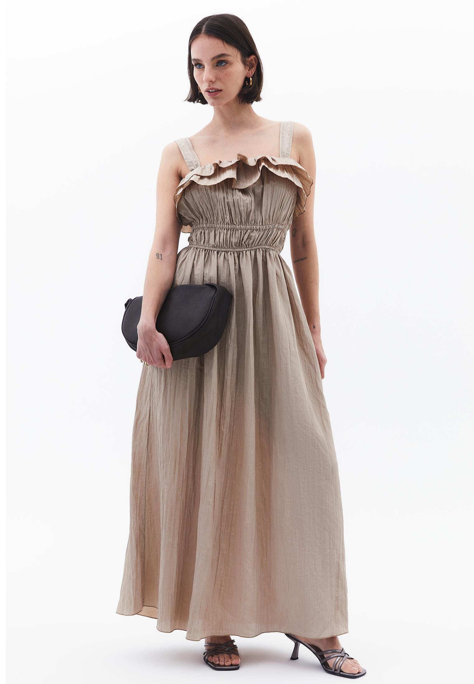 Wrinkled Look Dress - SIMPLY TAUPE