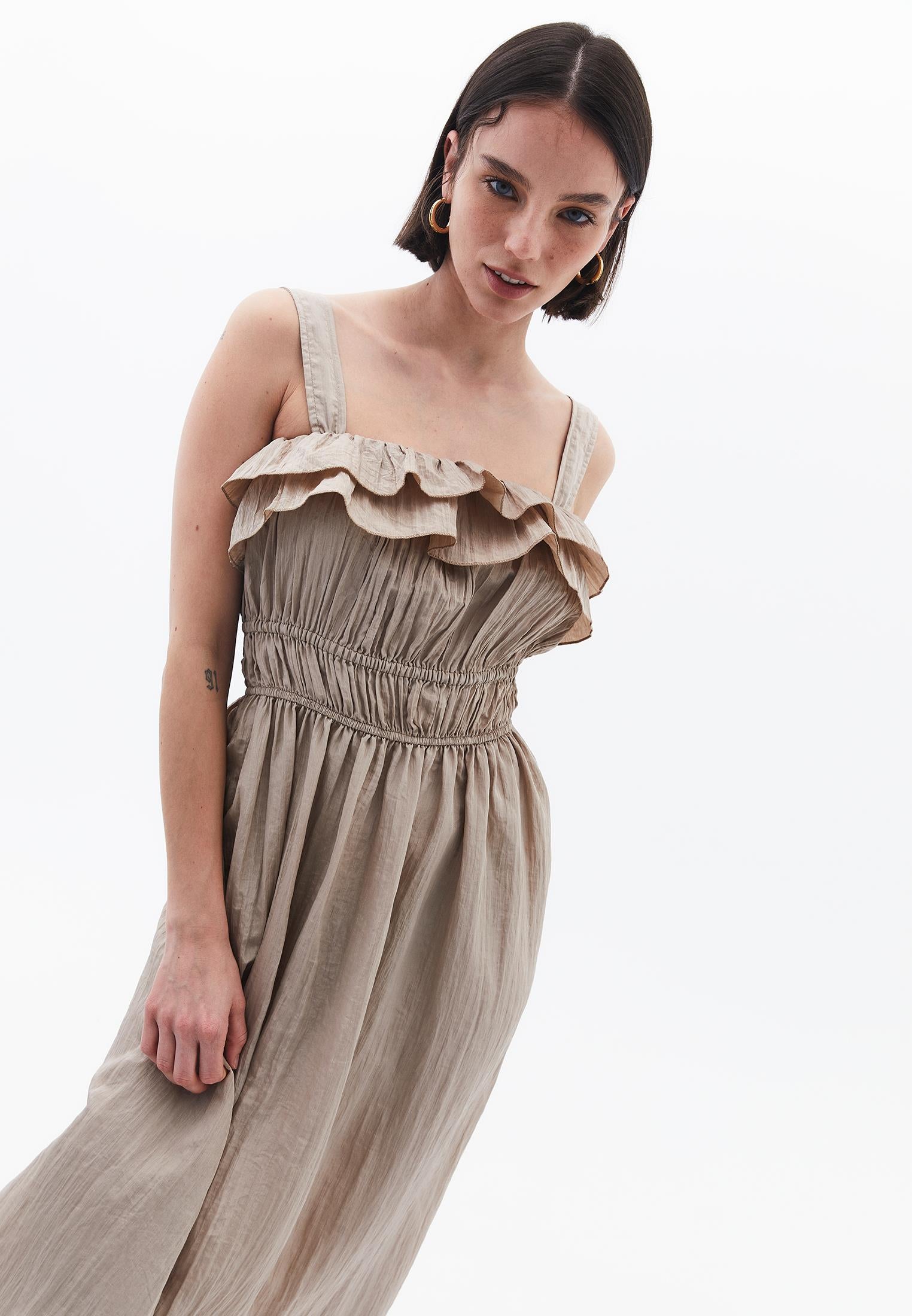 Wrinkled Look Dress - SIMPLY TAUPE