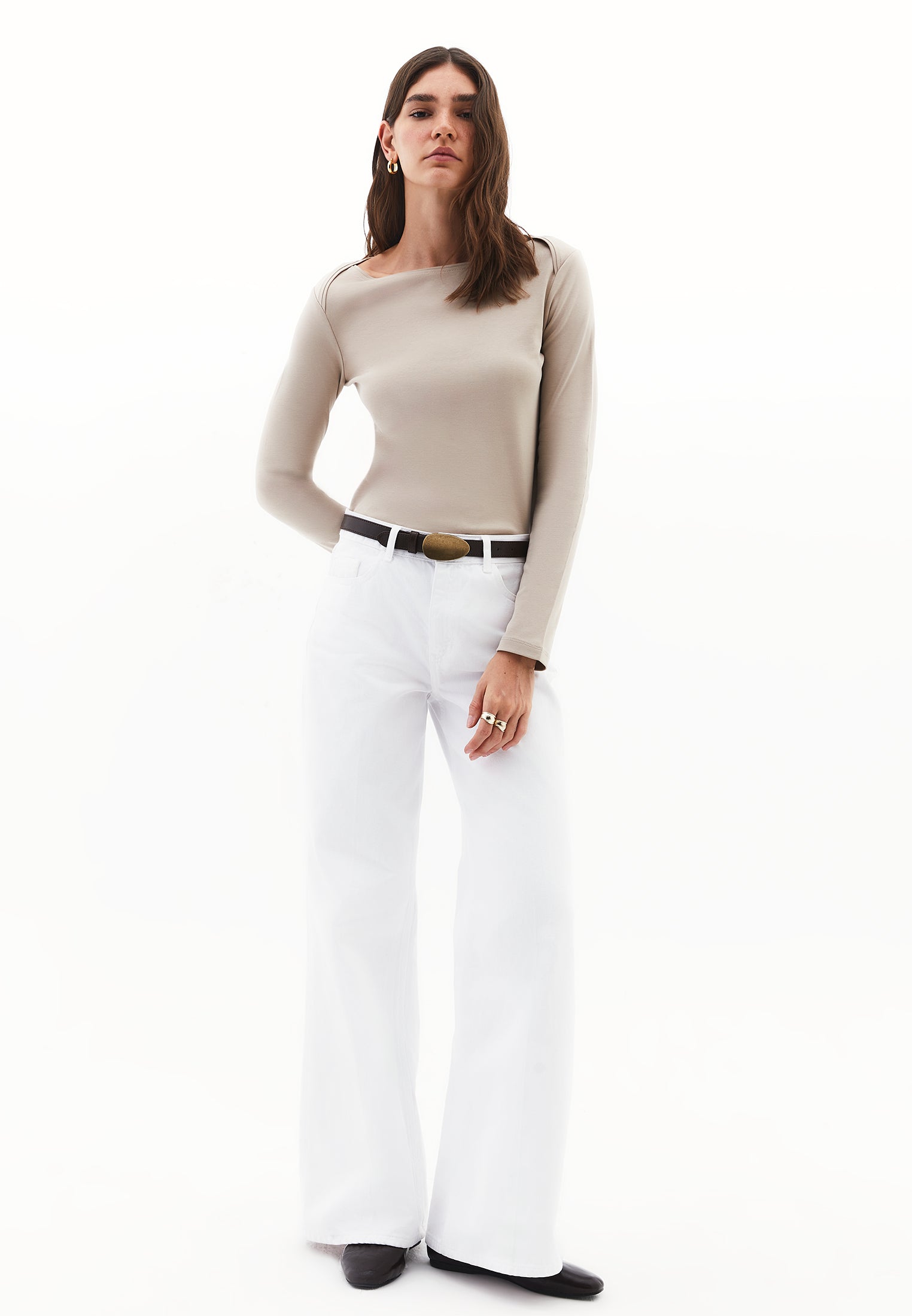 Boat Neck T-Shirt - SIMPLY TAUPE