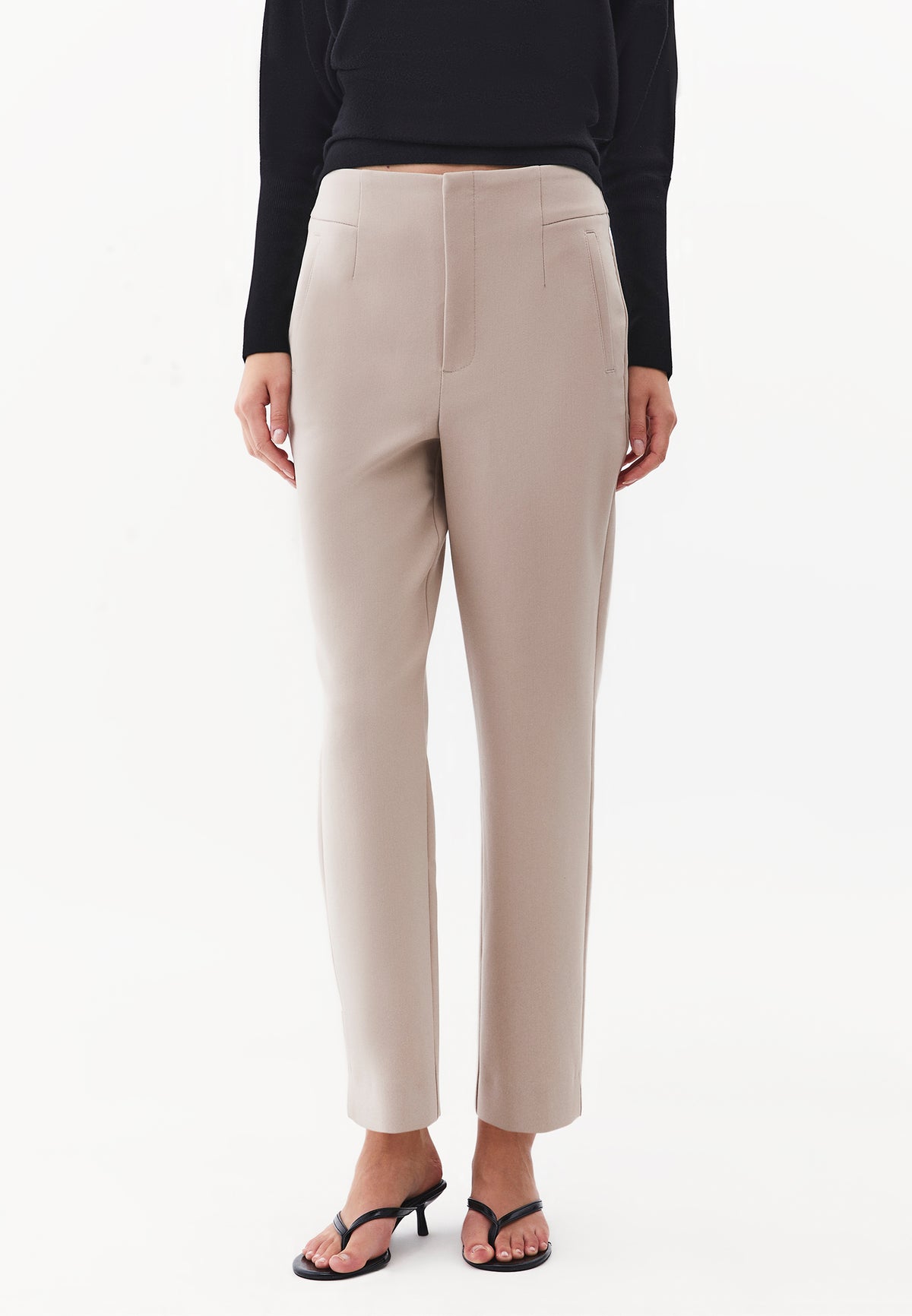 Ultra High Waist Carrot Cut Pants with Pocket Detail - SIMPLY TAUPE