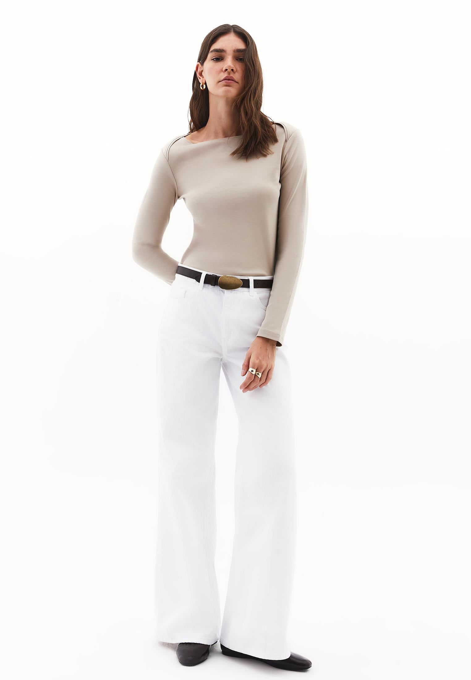 Boat Neck T-Shirt - SIMPLY TAUPE
