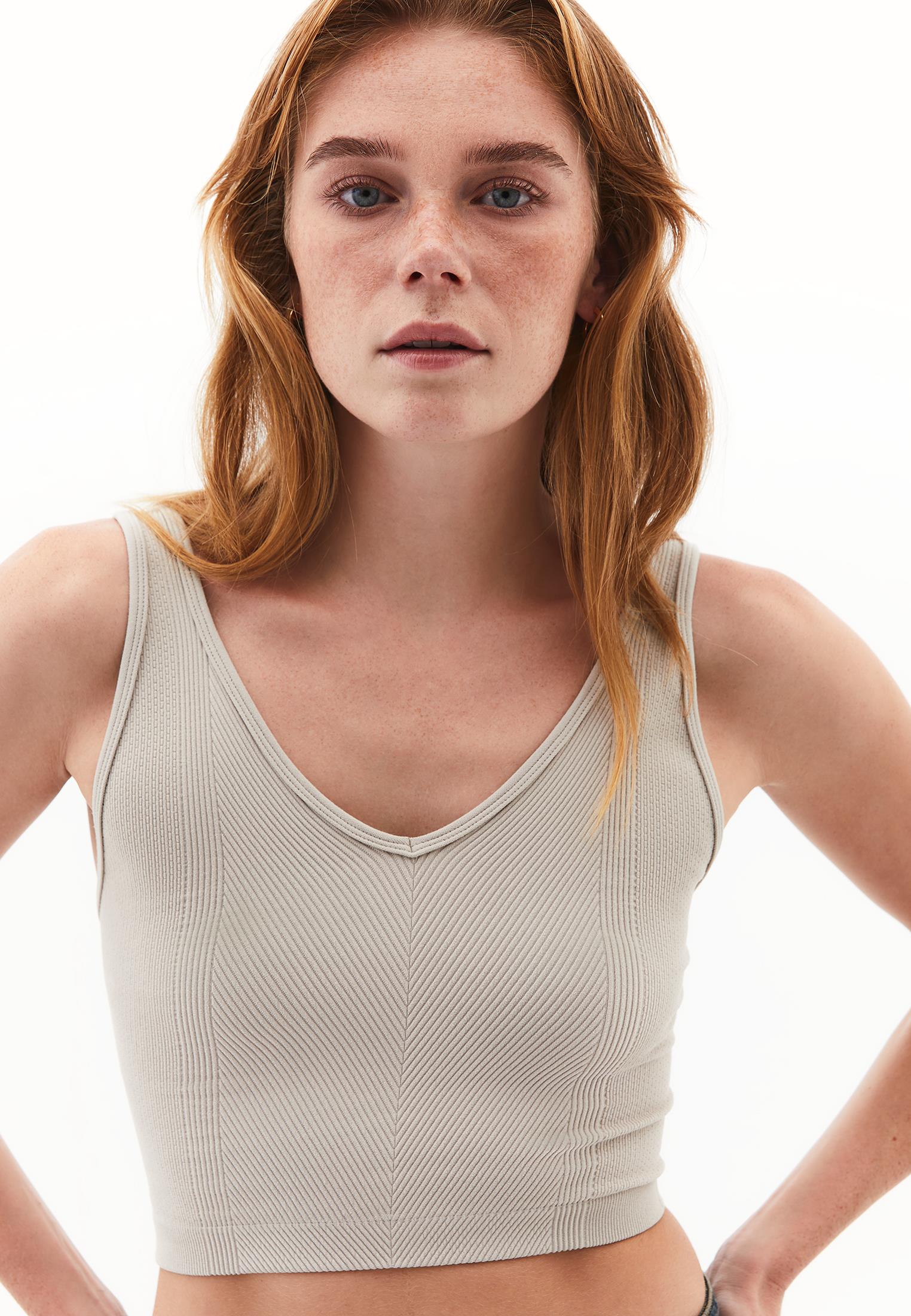 V Neck Bodycon Tank Top - SIMPLY TAUPE