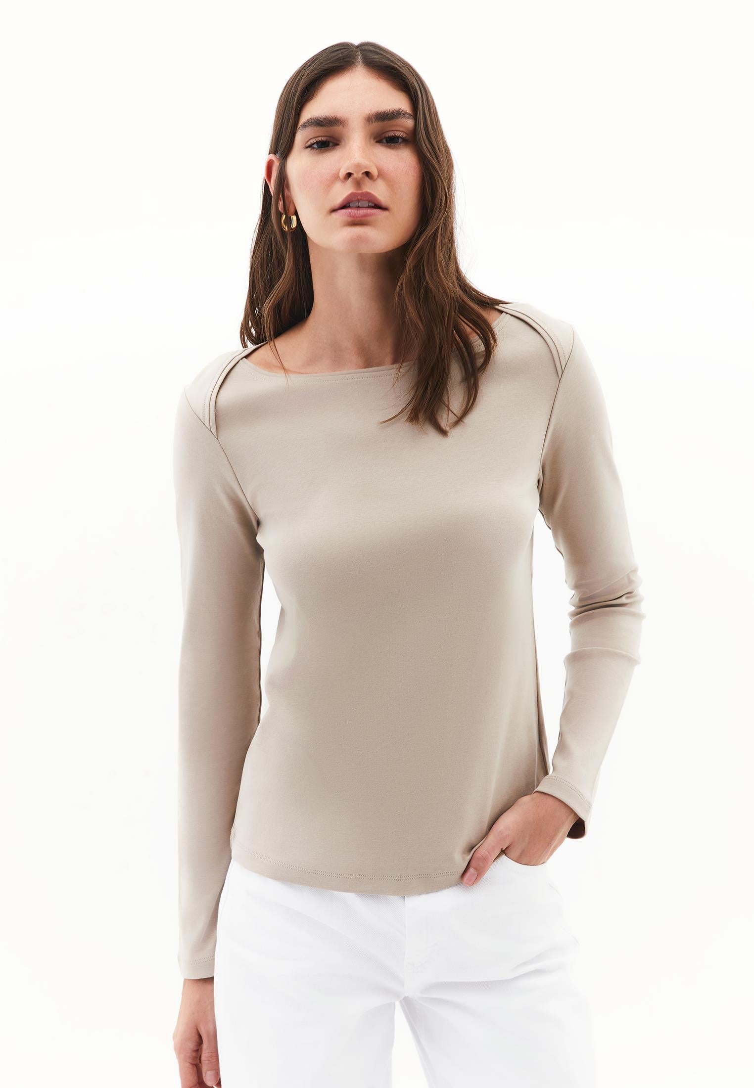Boat Neck T-Shirt - SIMPLY TAUPE