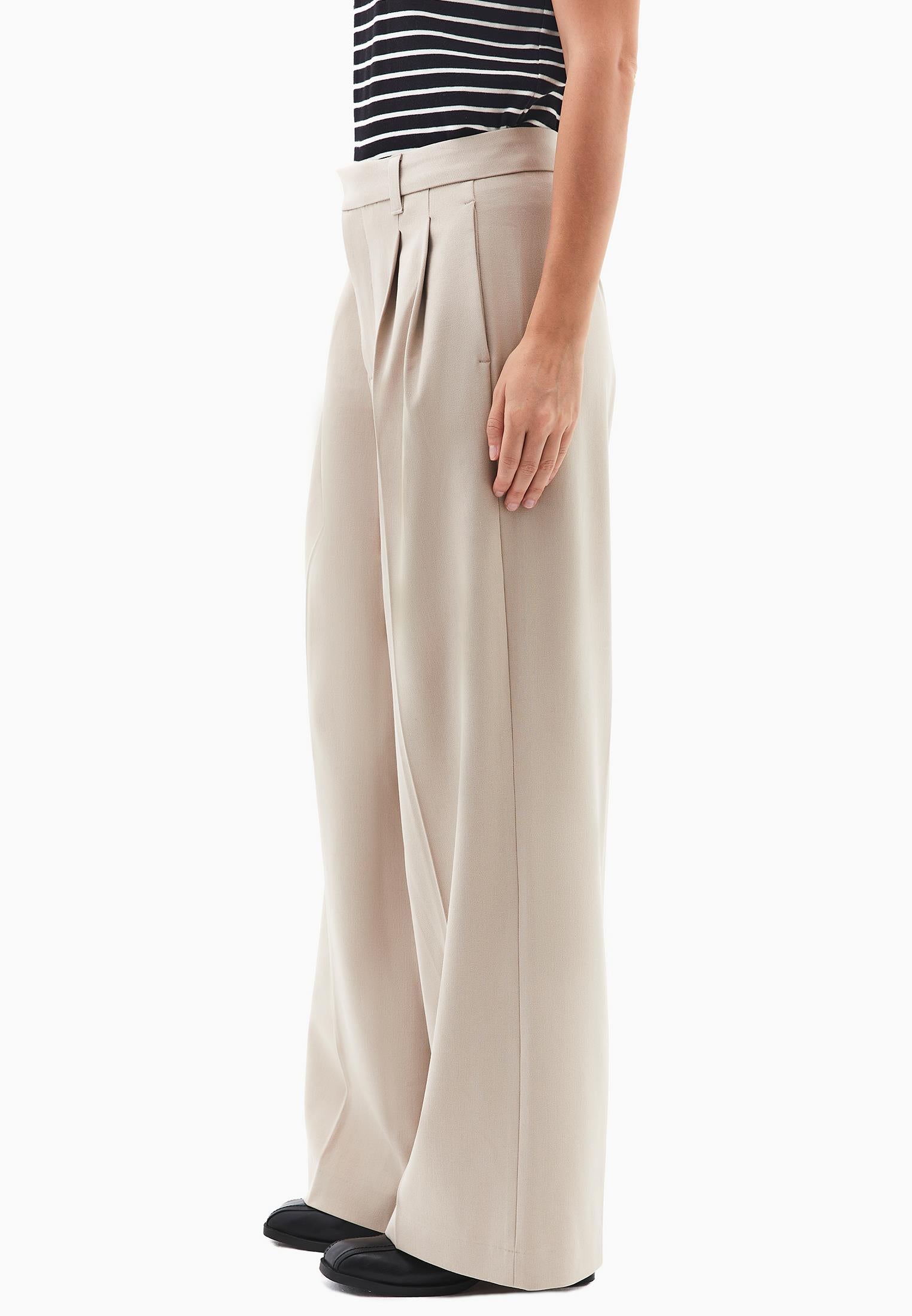 High Waist Wide Leg Pleated Pants - SIMPLY TAUPE