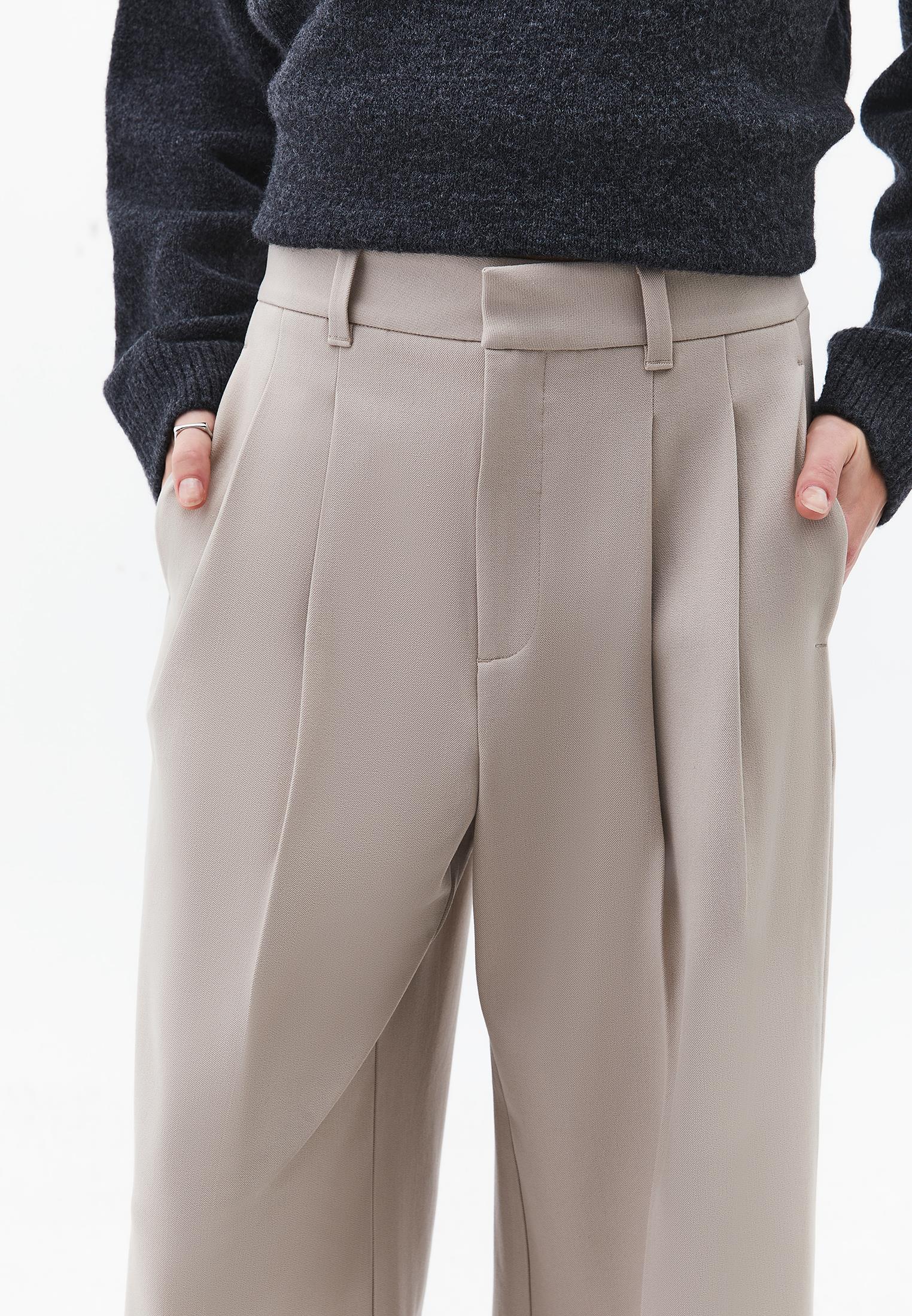Wide Leg High Waist Pants - SIMPLY TAUPE