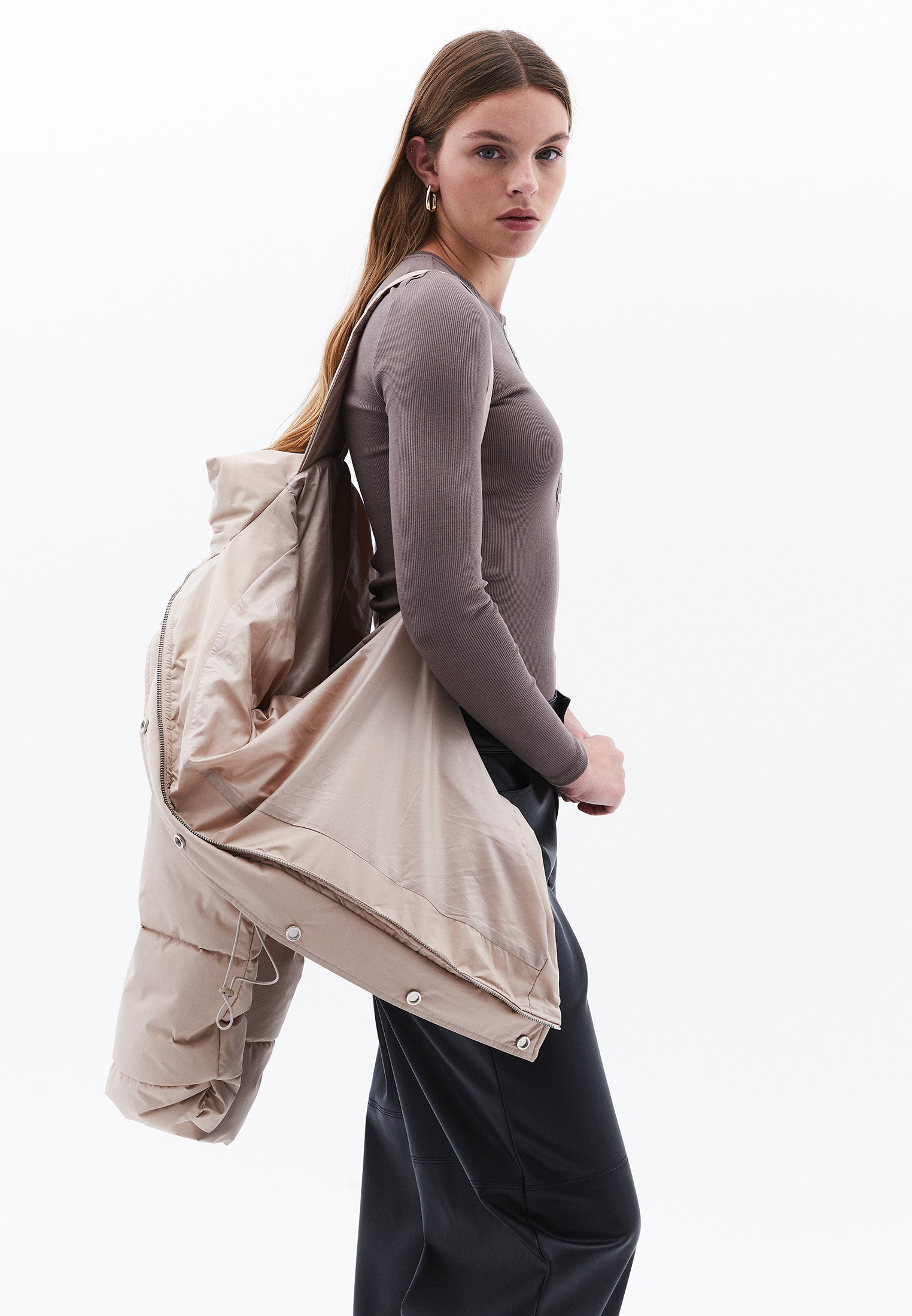 Midi Length Hooded Coat - SIMPLY TAUPE