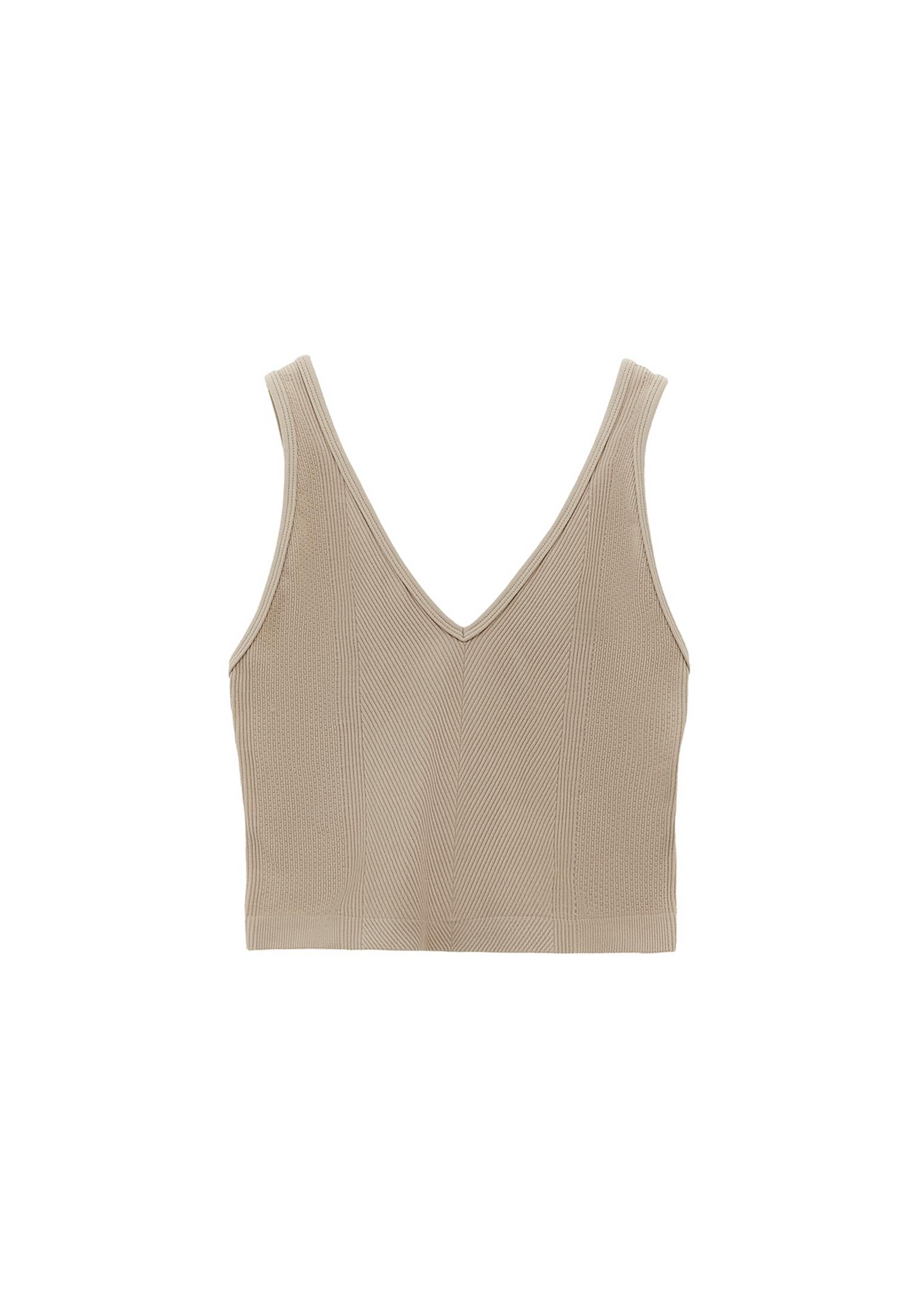 V Neck Bodycon Tank Top - SIMPLY TAUPE