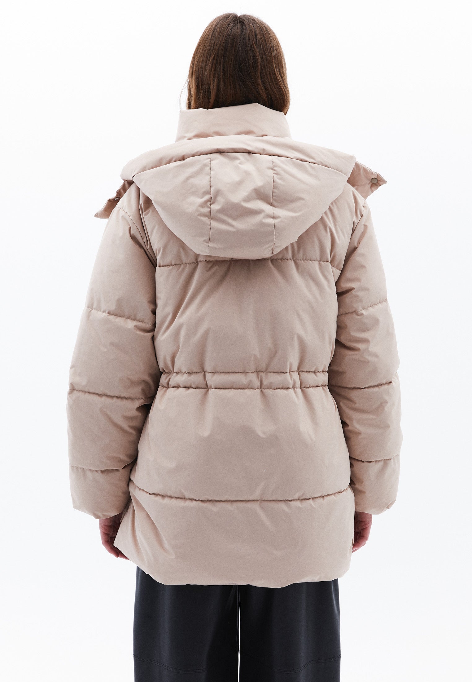 Midi Length Hooded Coat - SIMPLY TAUPE