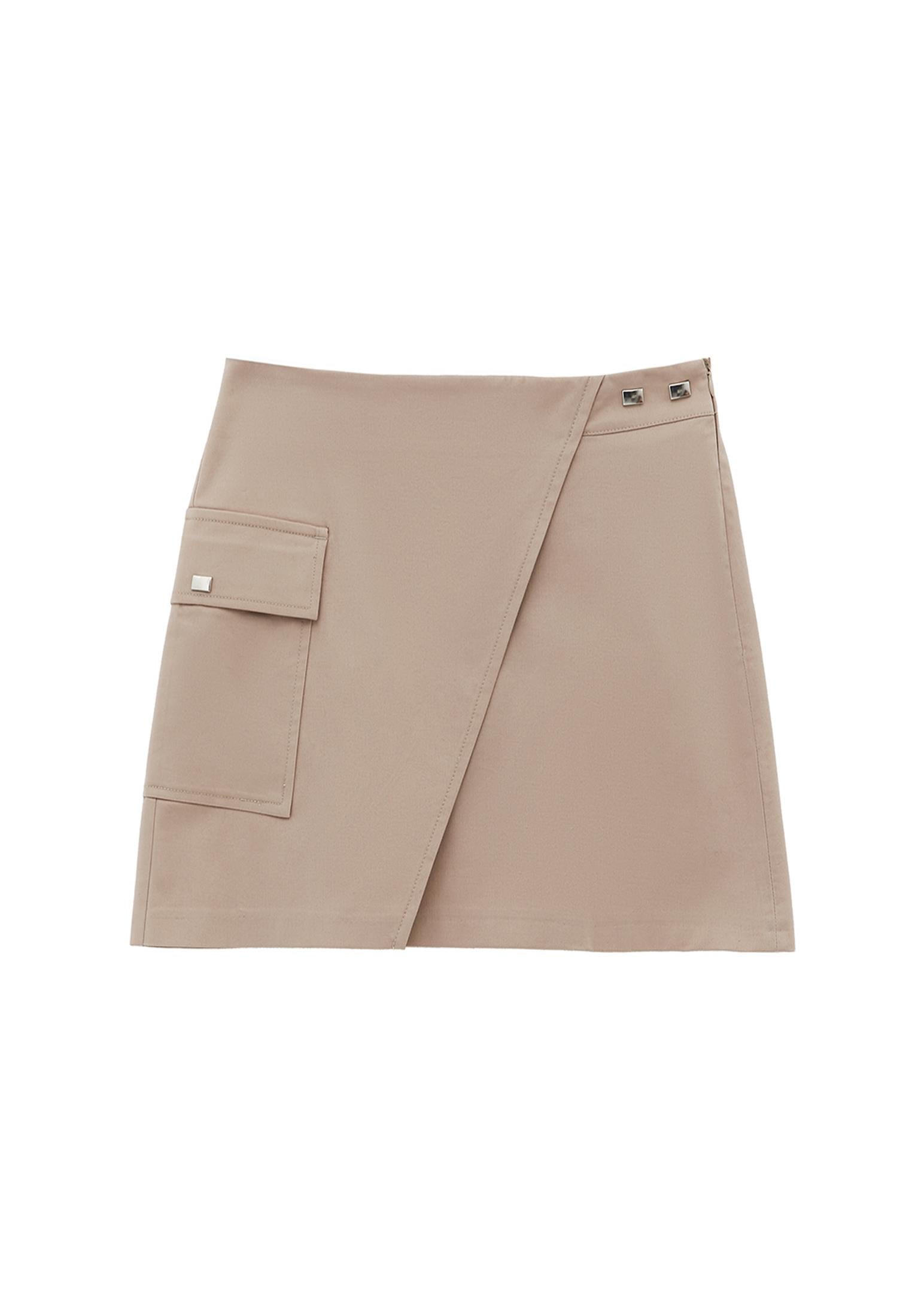 Short Skirt With Pockets - SIMPLY TAUPE