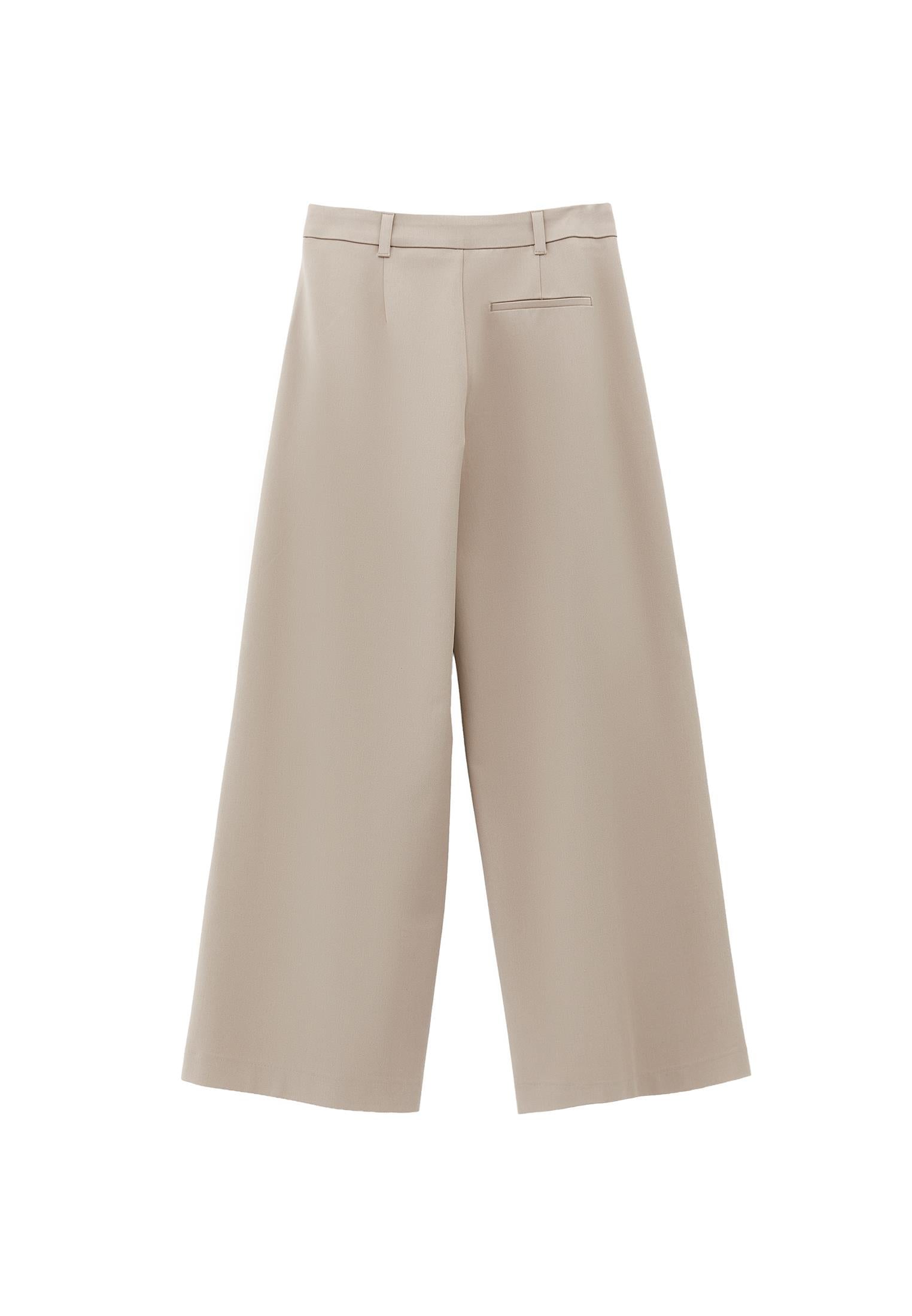 Wide Leg Pleated Pants - SIMPLY TAUPE