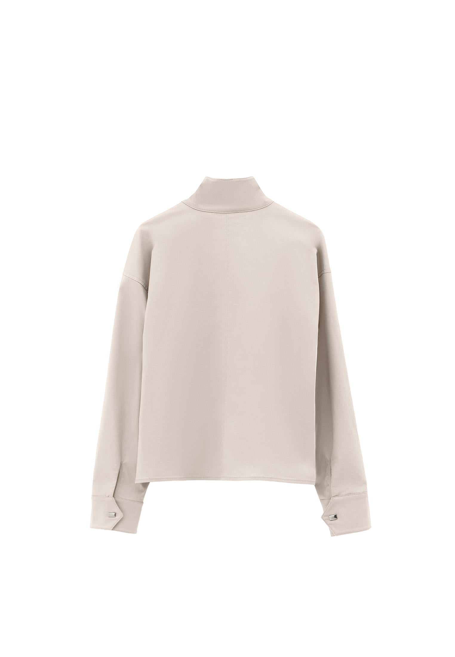 Turtleneck Long Sleeve Shirt - SIMPLY TAUPE