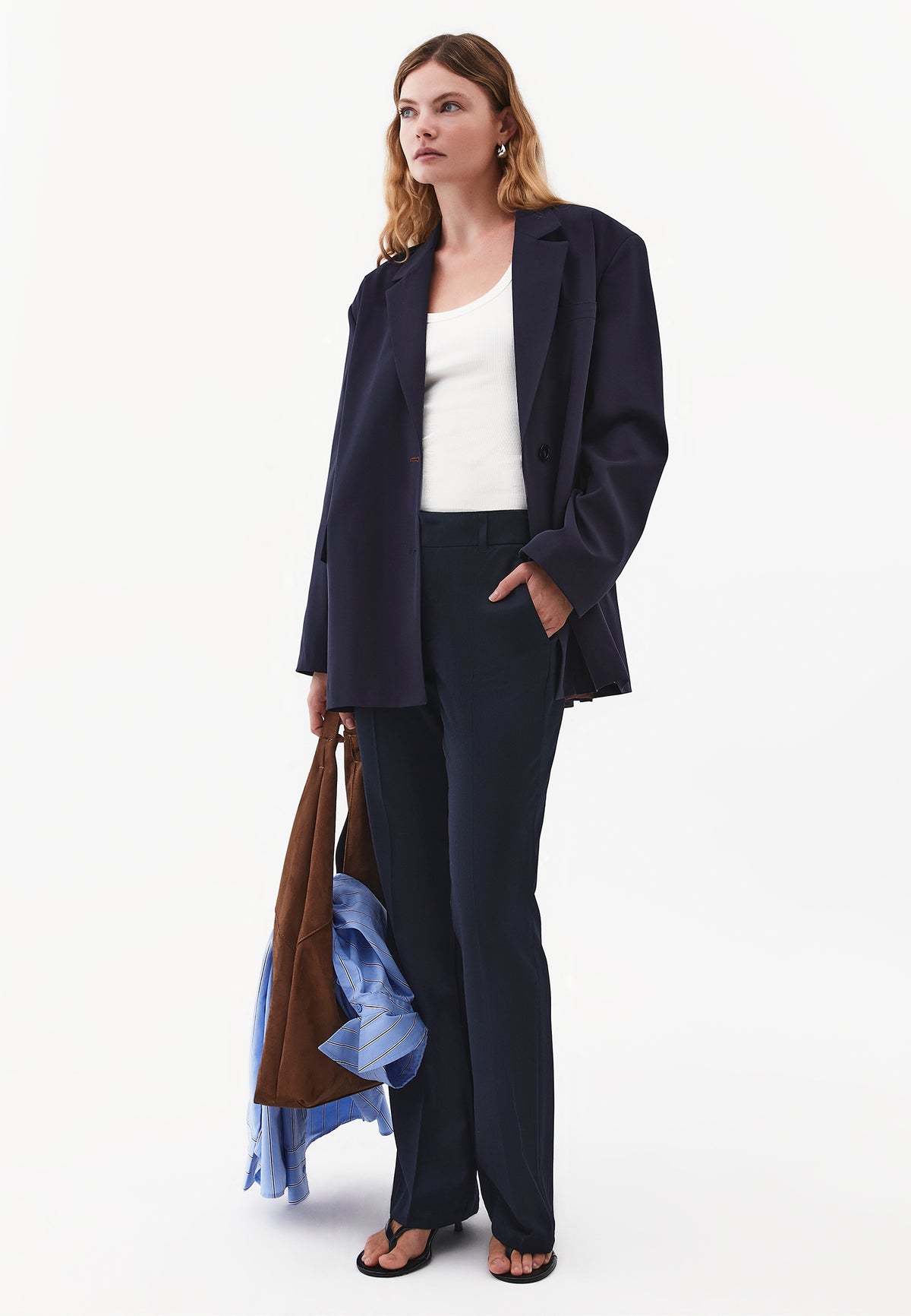 Long Sleeve Oversize Blazer Jacket - SKY CAPTAIN