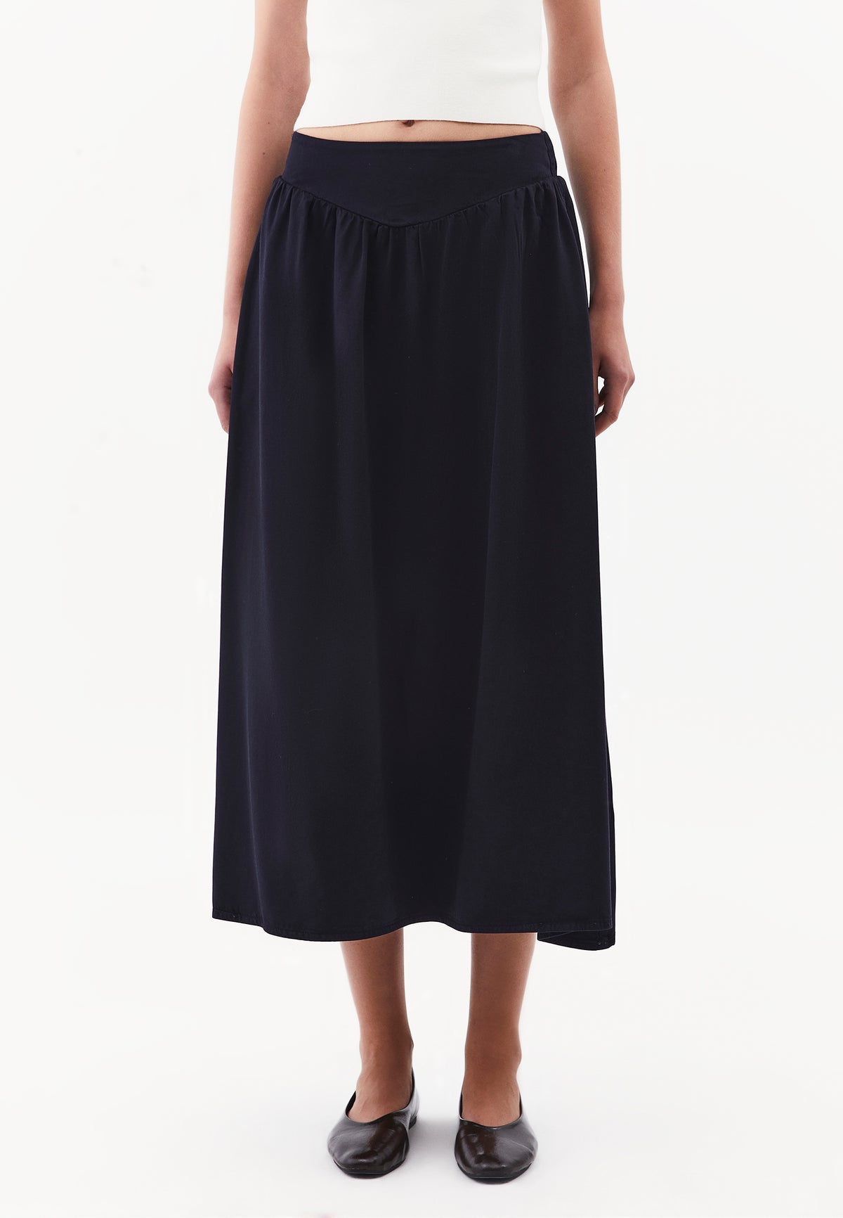 Ultra High Waist Long A-Line Woven Skirt - SKY CAPTAIN
