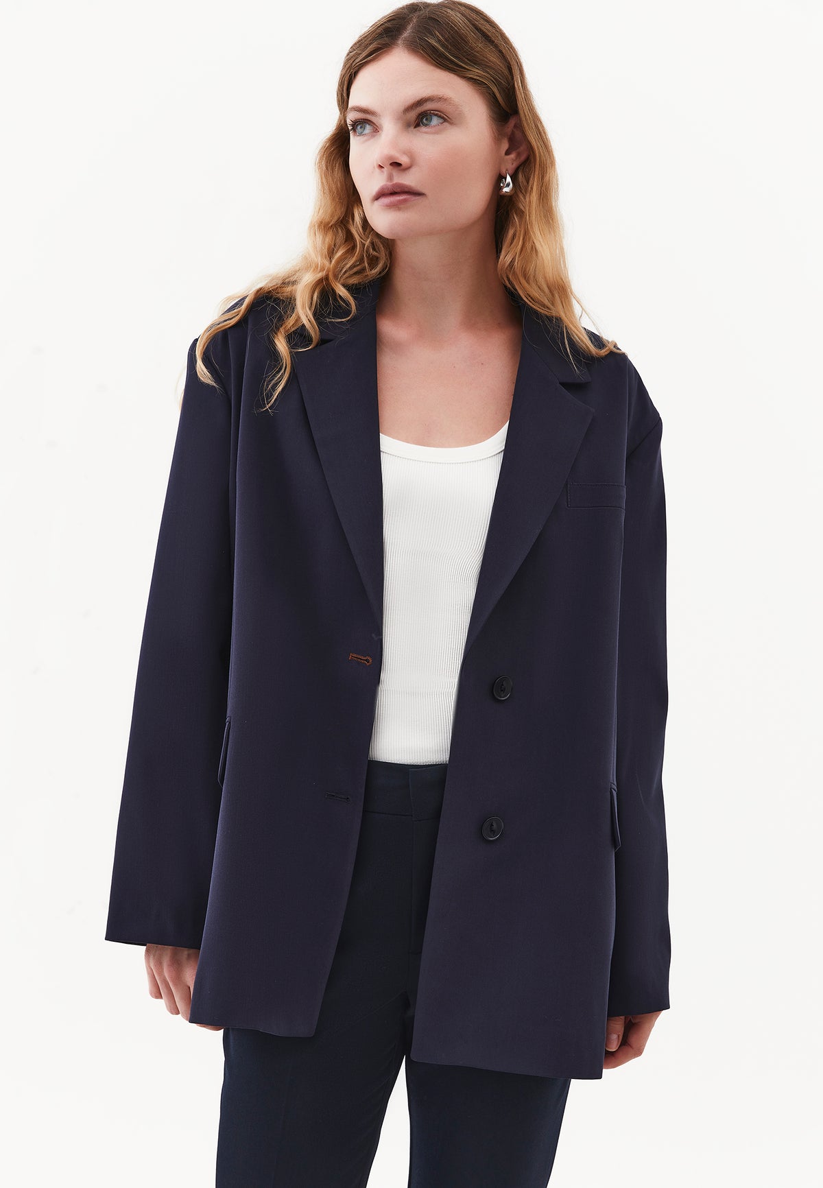 Long Sleeve Oversize Blazer Jacket - SKY CAPTAIN