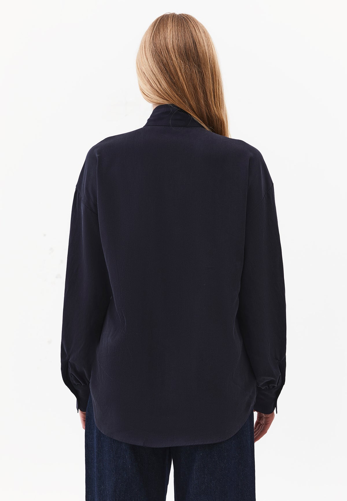 Checked Loose Shirt with High Collar - SKY CAPTAIN