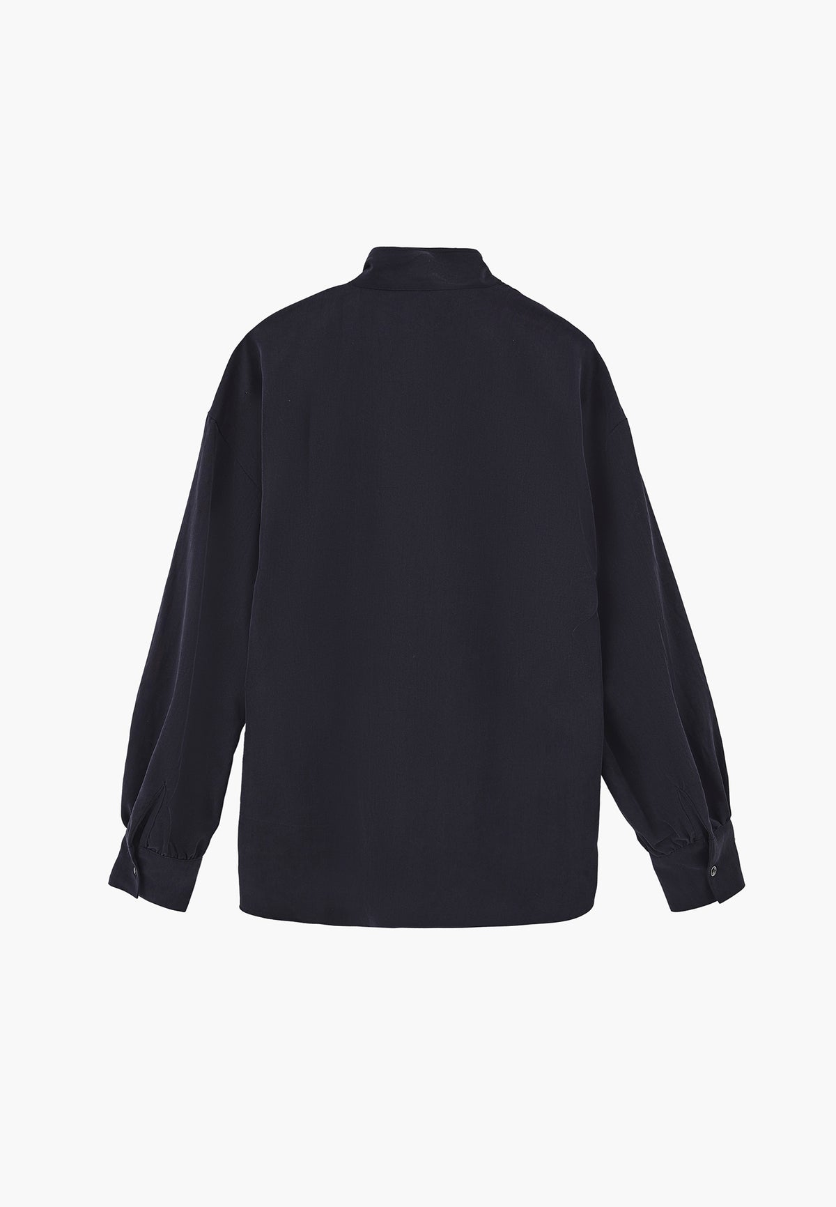 Checked Loose Shirt with High Collar - SKY CAPTAIN