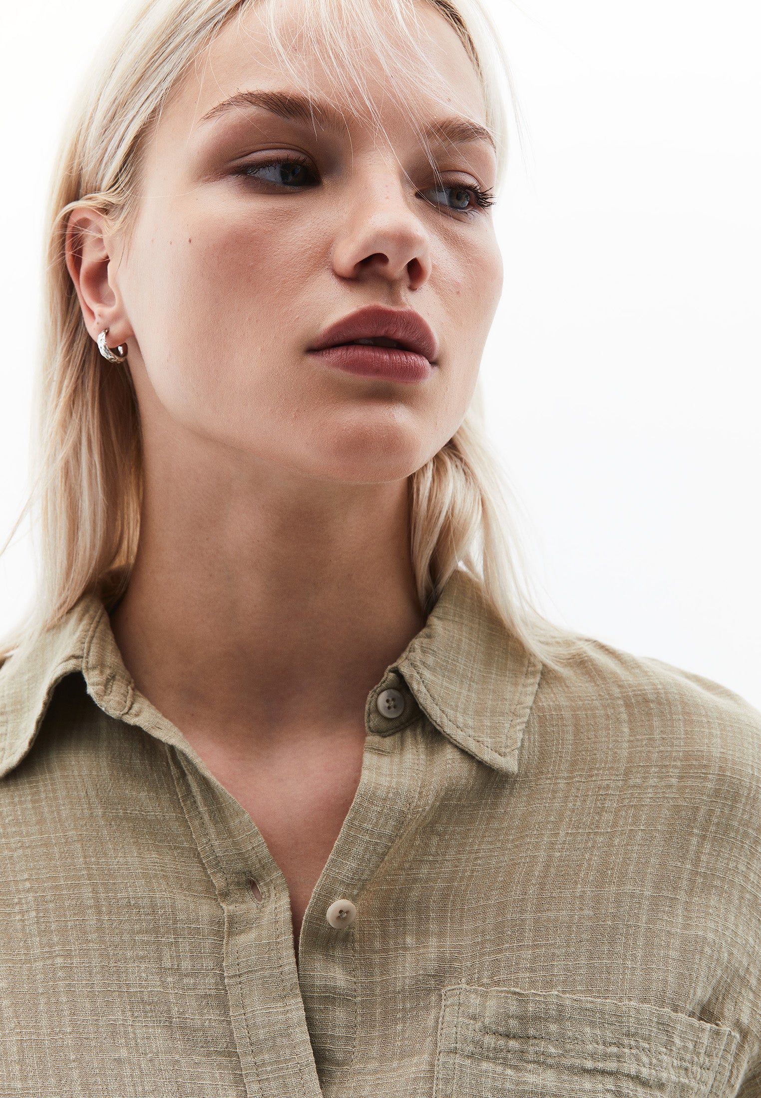 Button Detailed Oversize Long Sleeve Shirt - SLATE GREEN