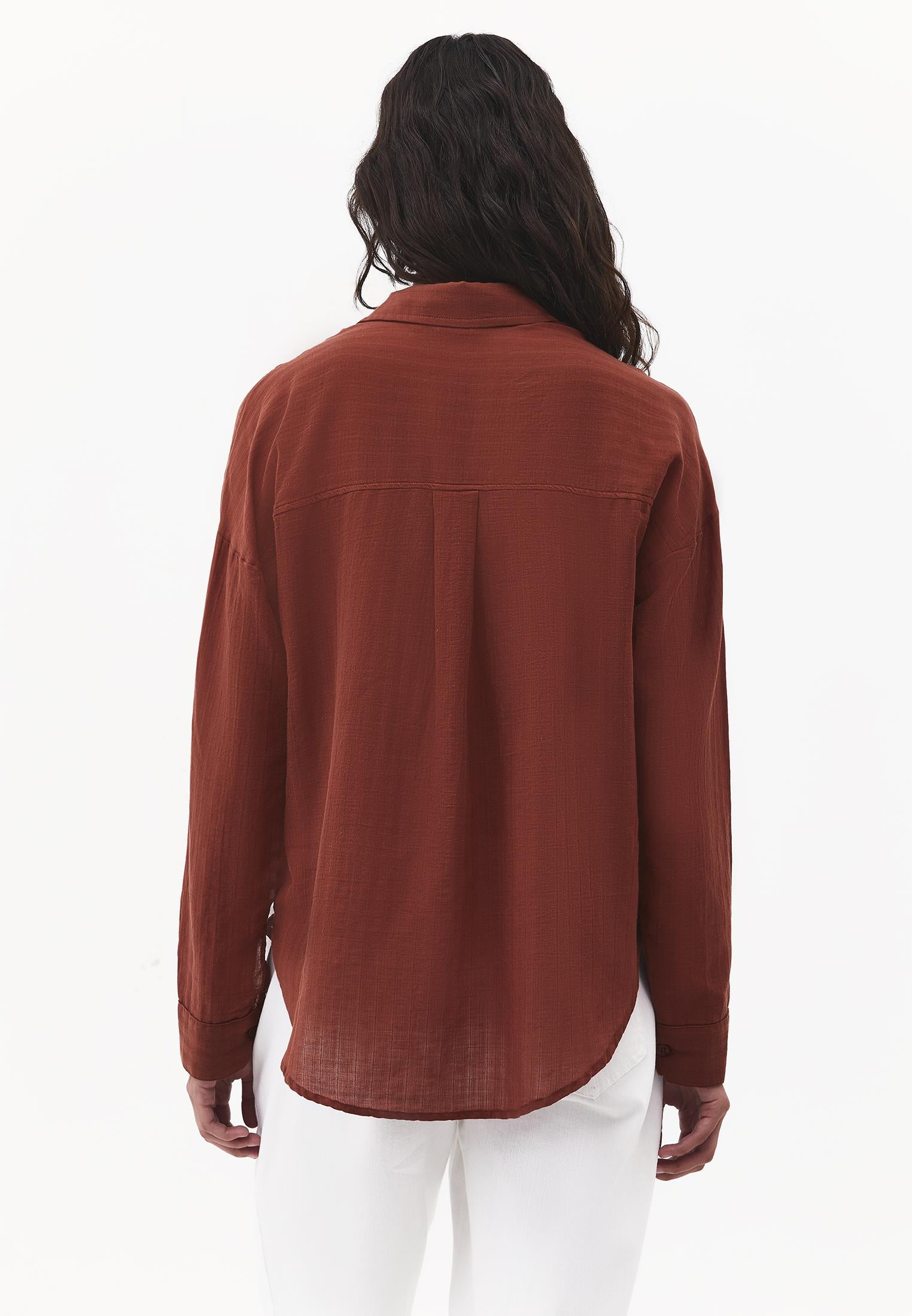 Long Sleeve Oversized Woven Shirt - SMOKED PAPRIKA