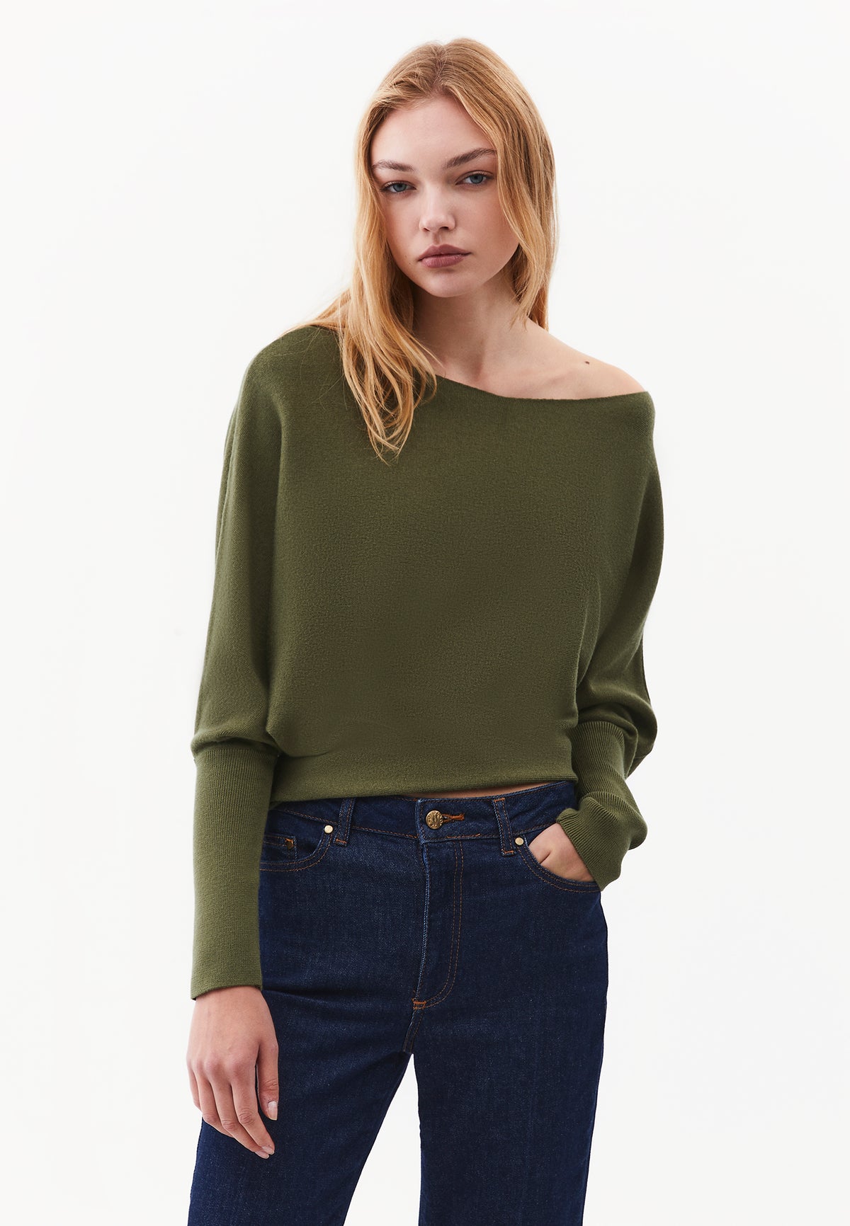 Long Sleeve Boat Neck Knit Sweater - SPHAGNUM