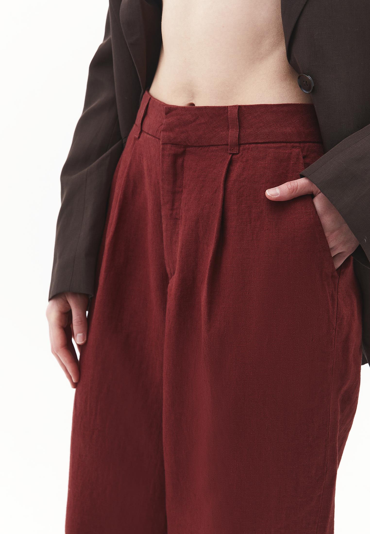 Pleated Wide Leg Pants - SPICED APPLE