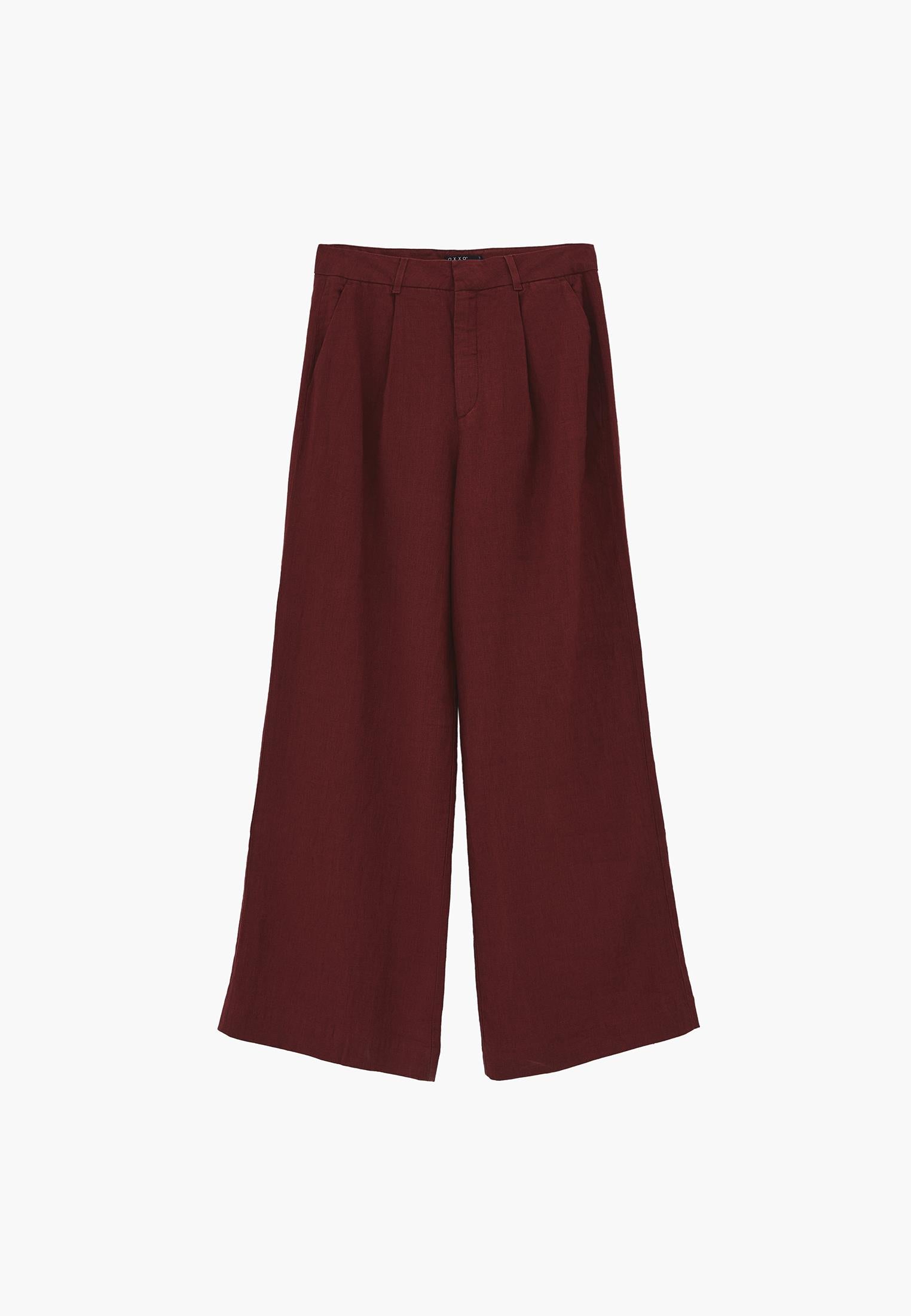 Pleated Wide Leg Pants - SPICED APPLE