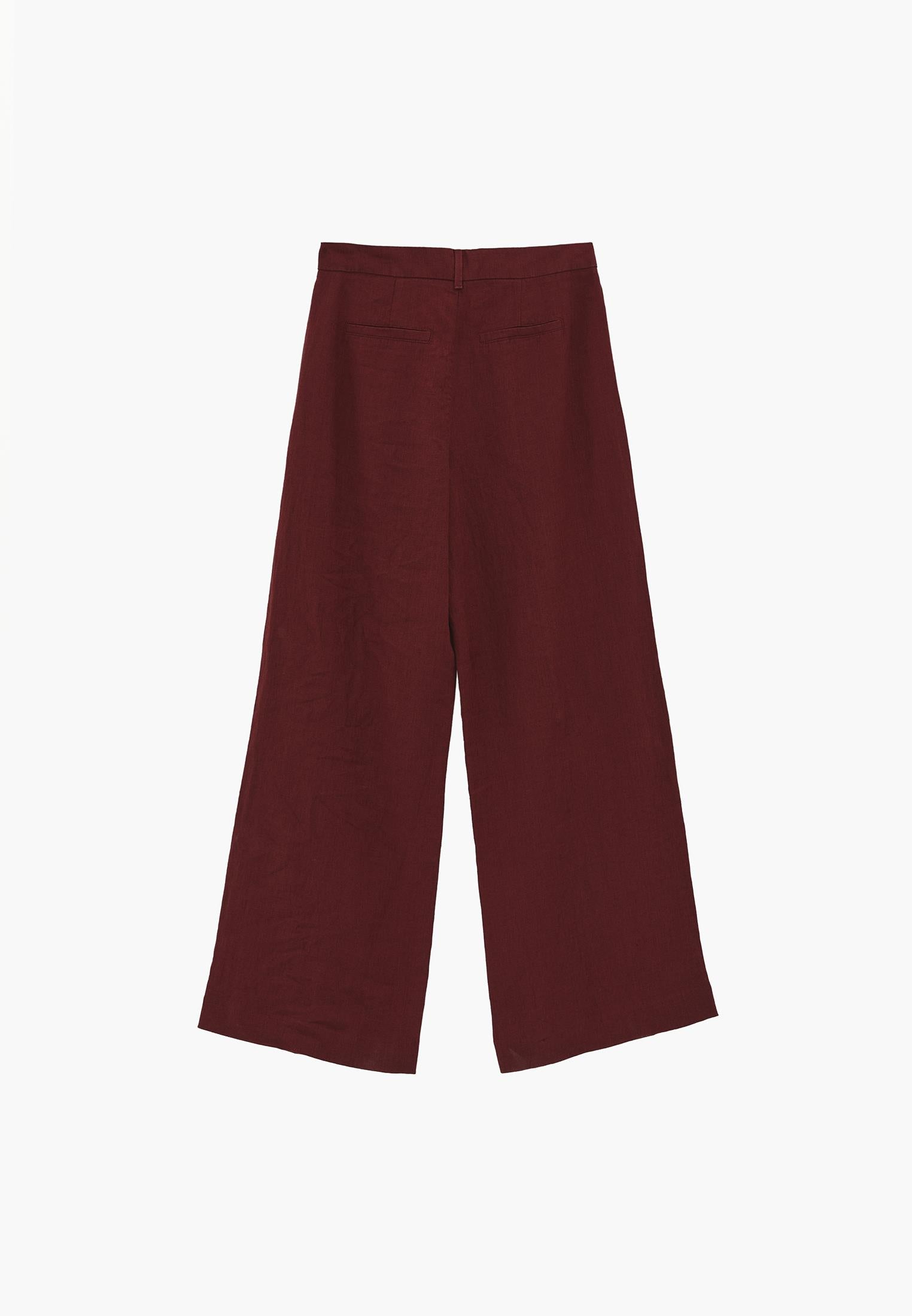 Pleated Wide Leg Pants - SPICED APPLE