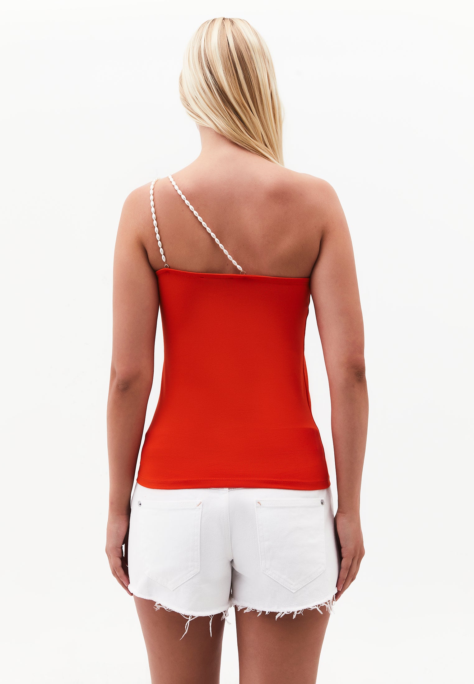 One Shoulder Bodycon Tank - SPICY ORANGE