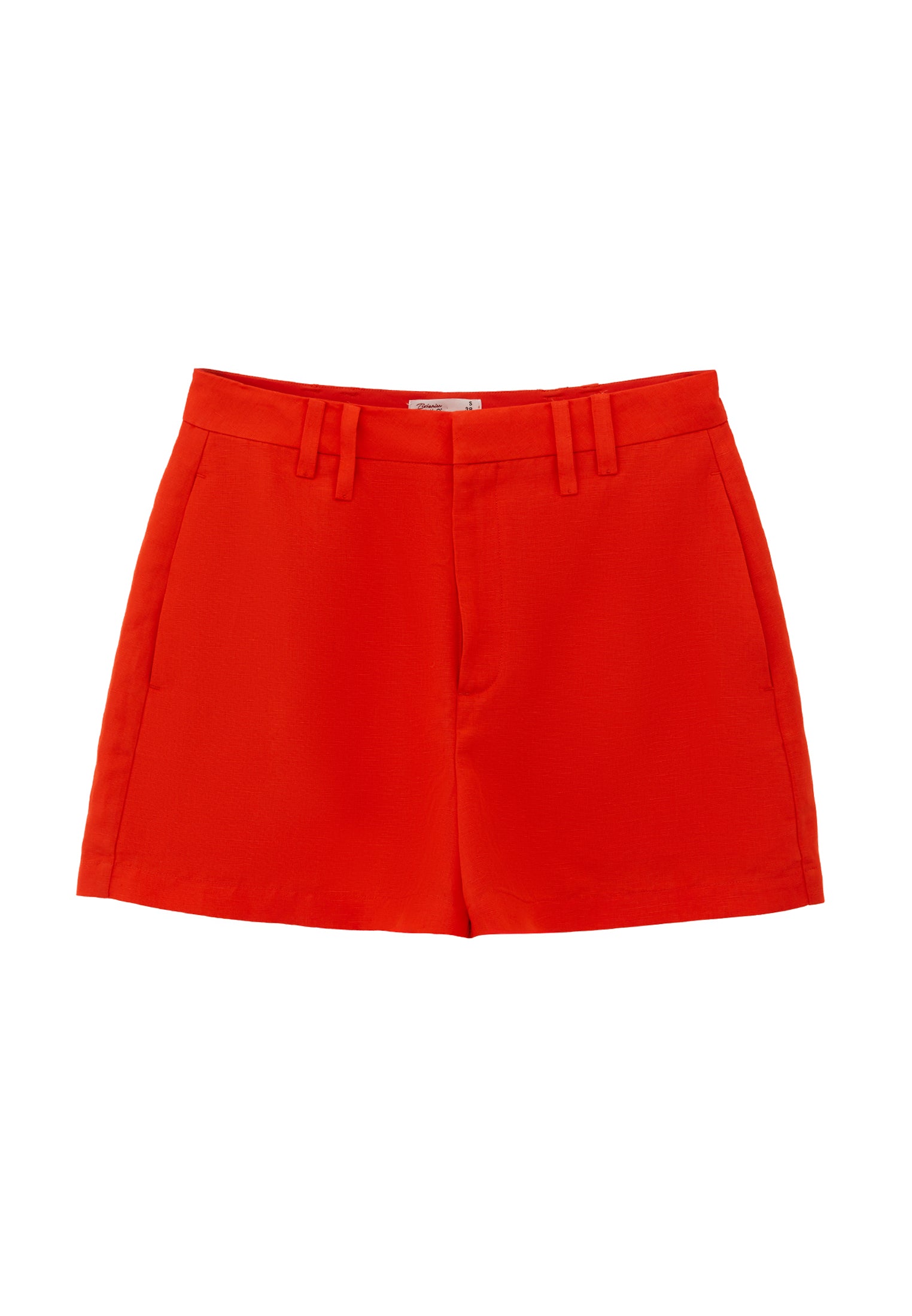 High Waist Short With Belt Detail - SPICY ORANGE