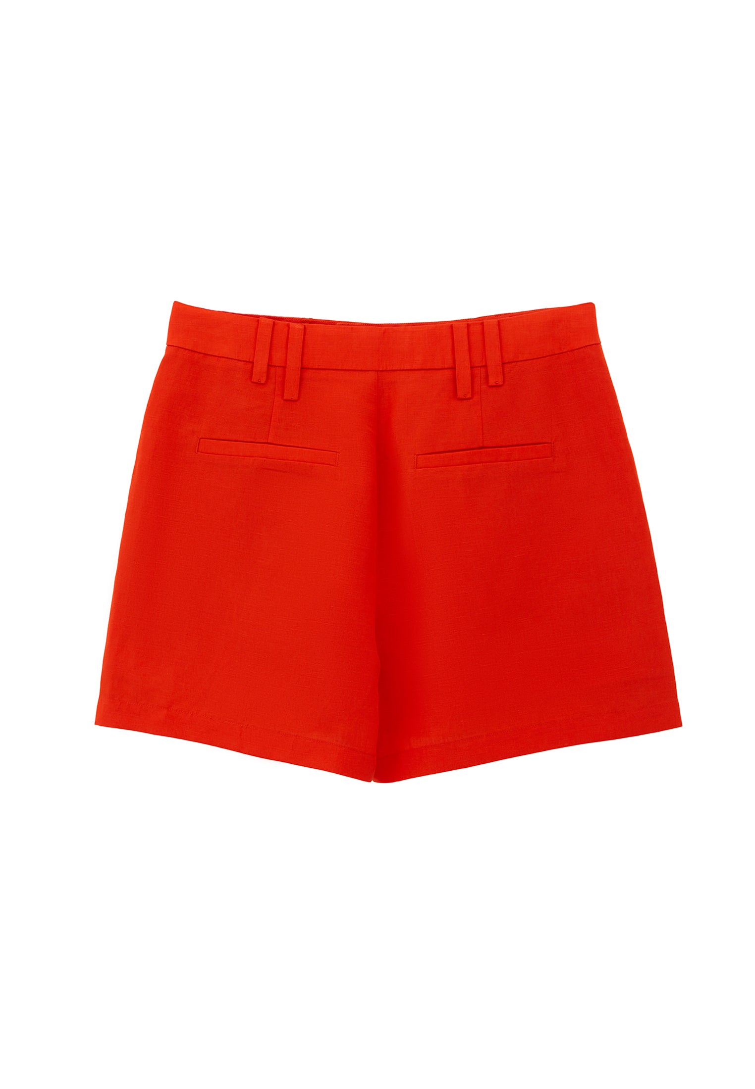 High Waist Short With Belt Detail - SPICY ORANGE