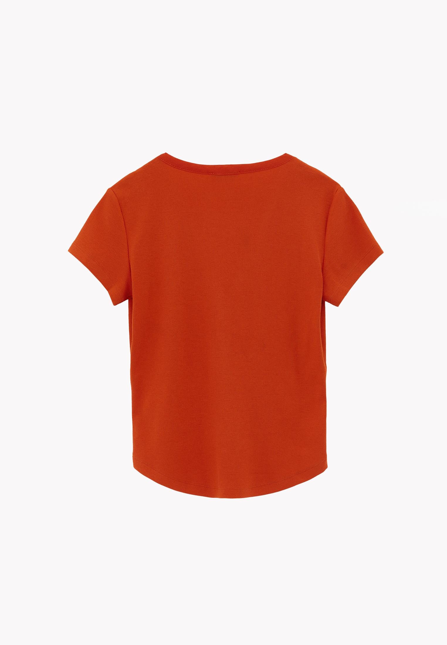 V Neck Slim Fit T-Shirt - SPICY ORANGE