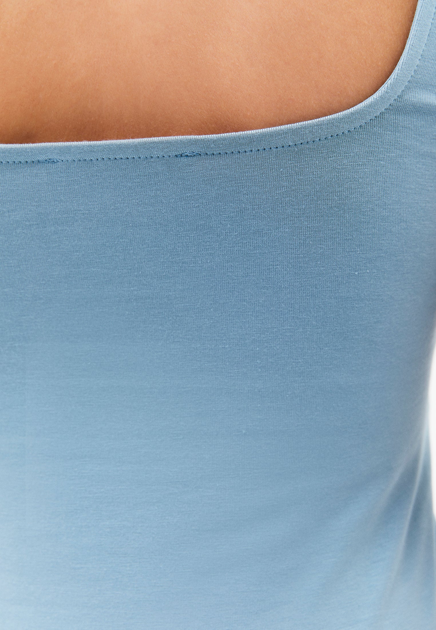 Square Neck Bodycon Tank Top - STONE BLUE