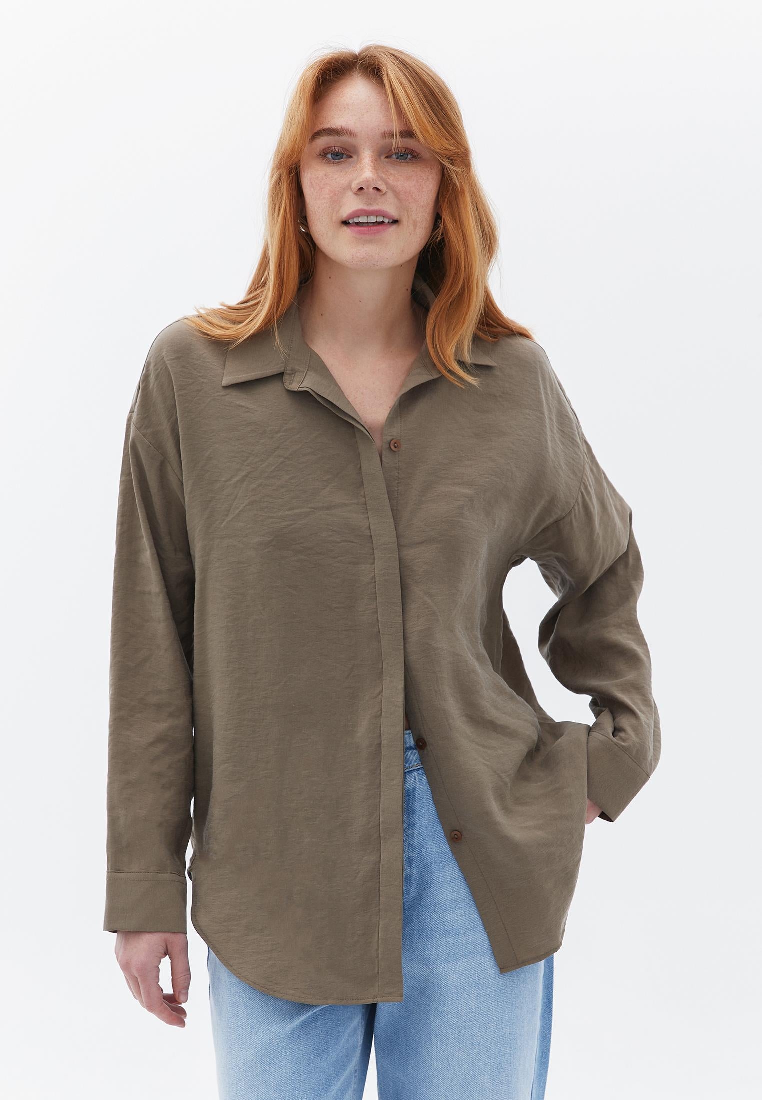 Buttoned Oversize Shirt - STONE GRAY