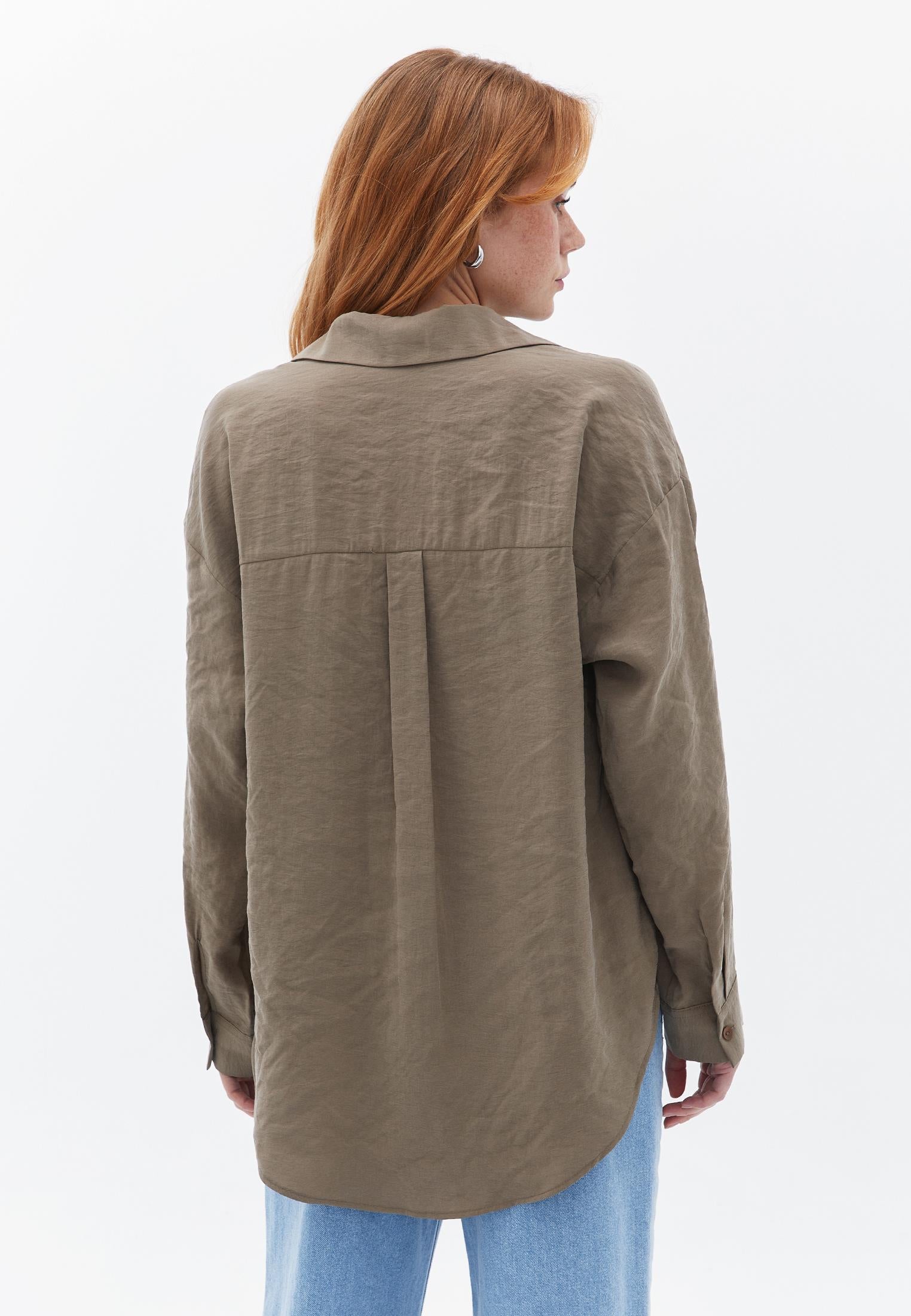 Buttoned Oversize Shirt - STONE GRAY