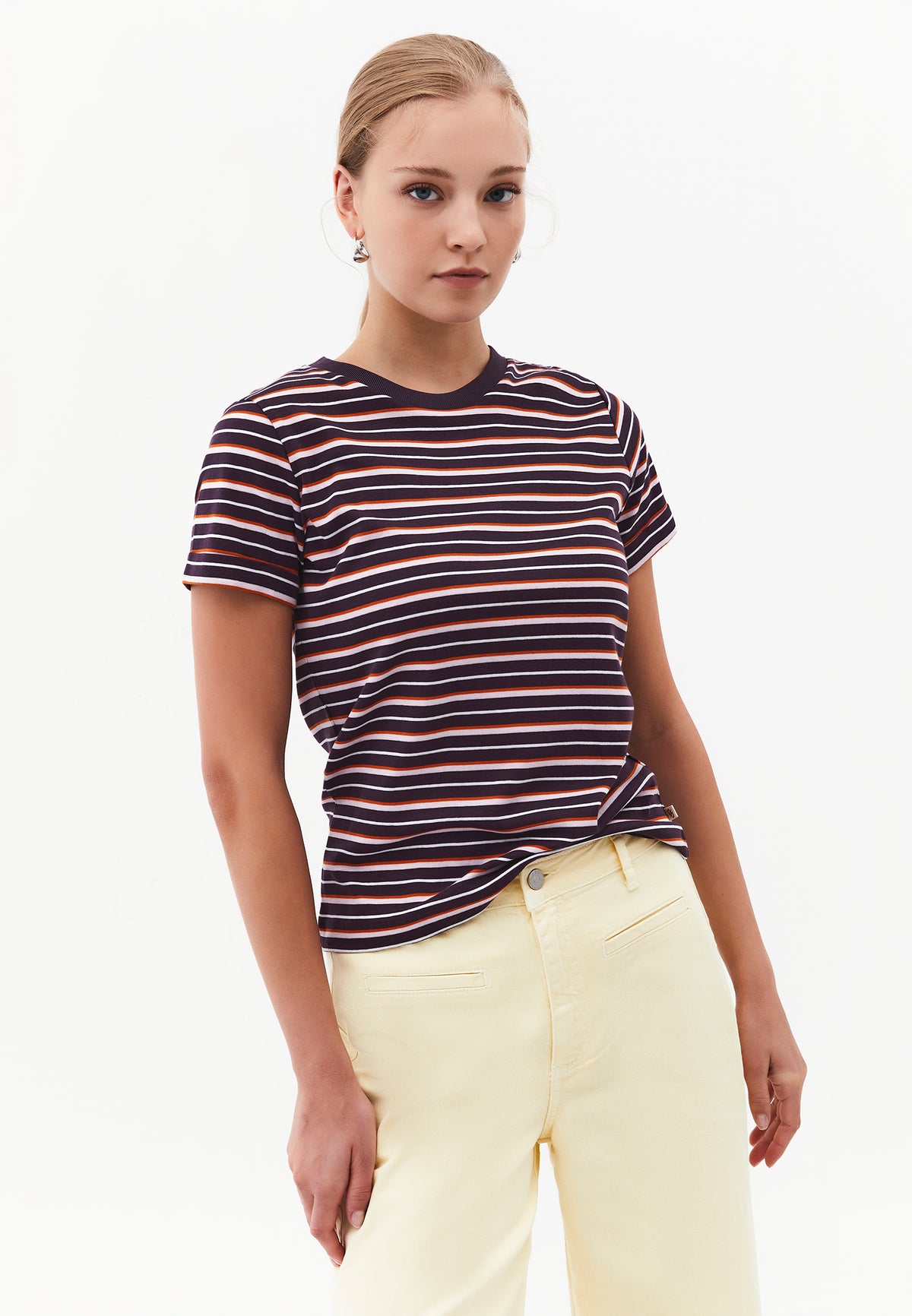 Crew Neck Short Sleeve T-Shirt - STRIPED COMB