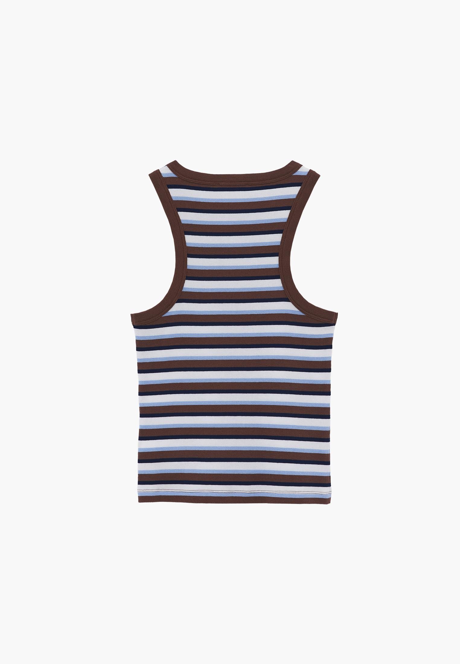 Crew Neck Bodycon Tank Top - STRIPED COMB