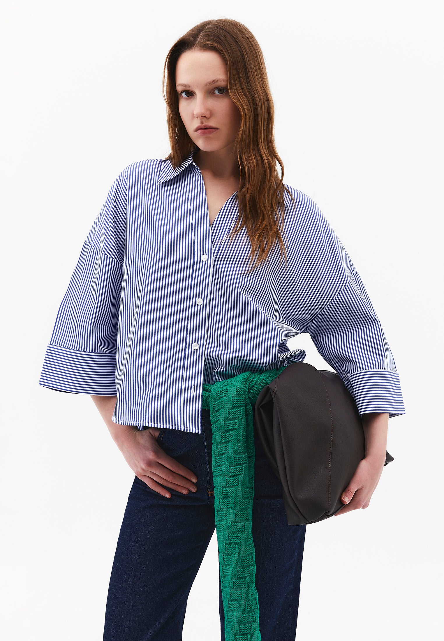 Oversize Shirt Top - STRIPE COMB